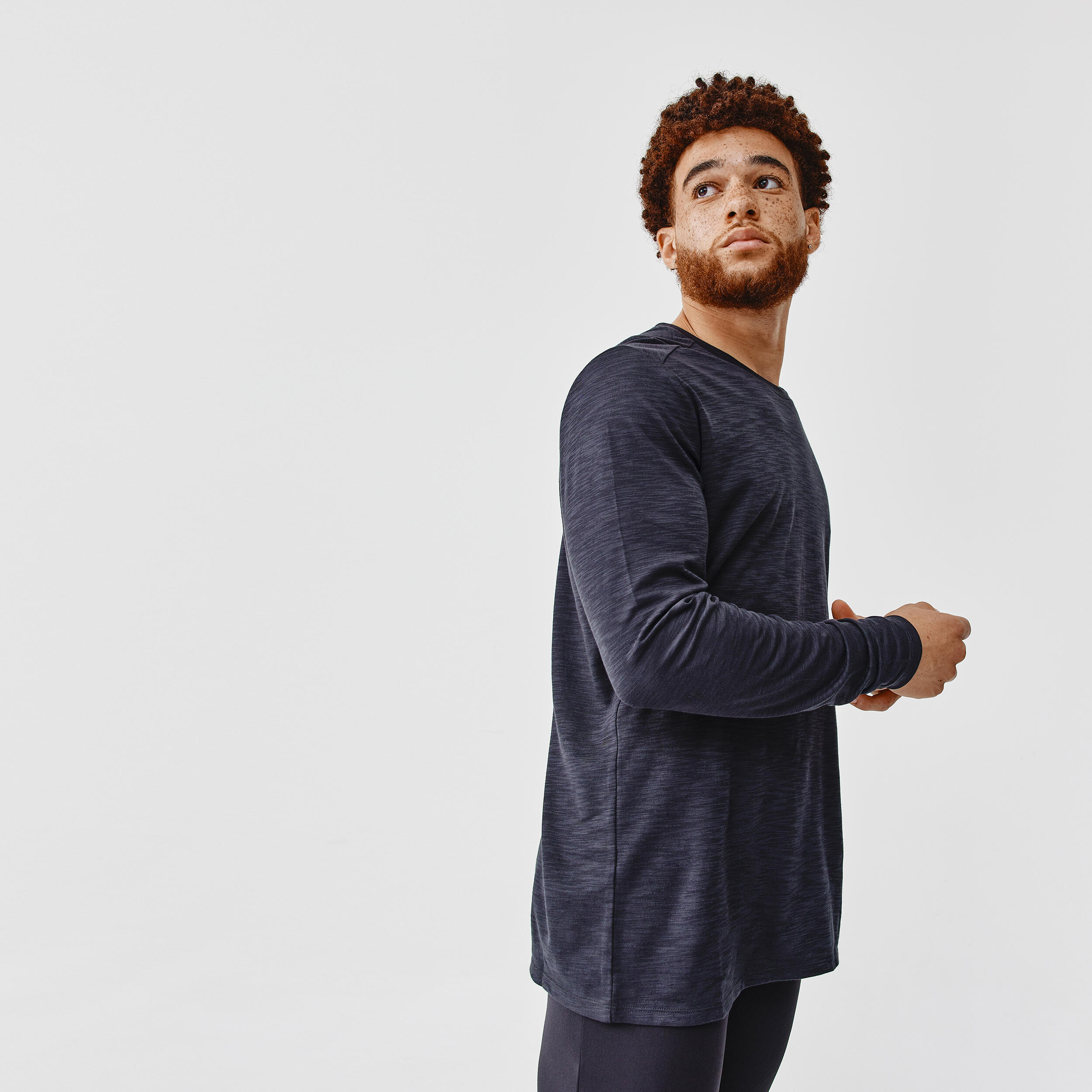 Kalenji Laufshirt langarm atmungsaktiv Dry+ Herren schwarz