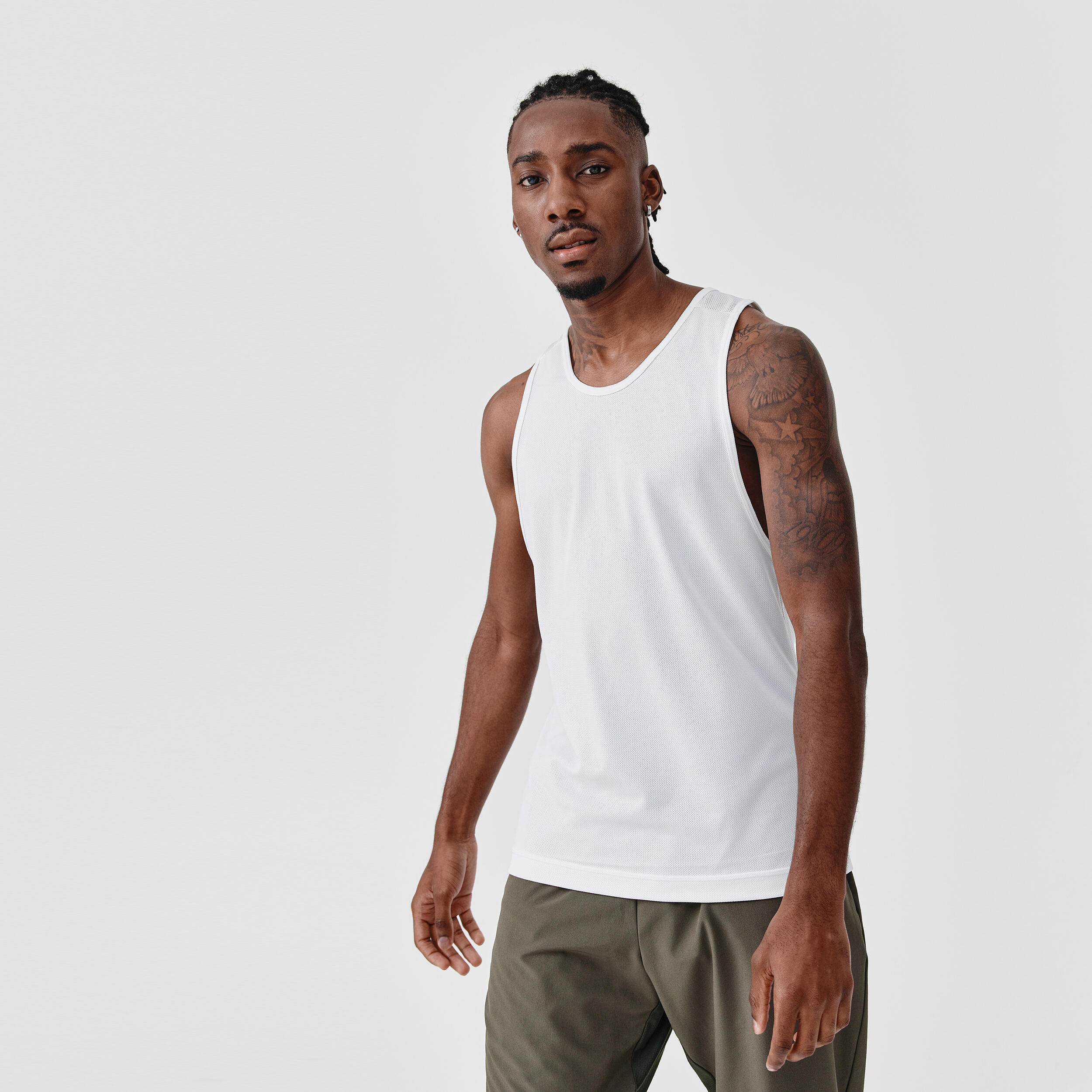 Kalenji Laufshirt ärmellos Tank-Top atmungsaktiv Dry Herren weiss