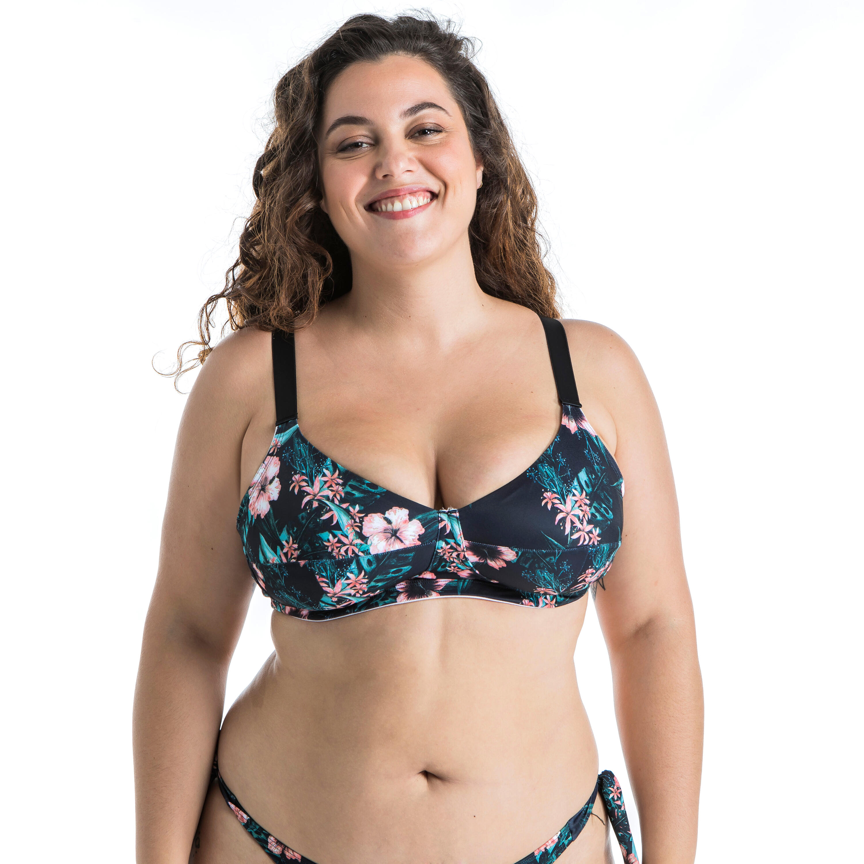 Olaian Bikini-Oberteil Surfen Balconnet Astrid Hibisco mit hochkomfortablem Textilbügel