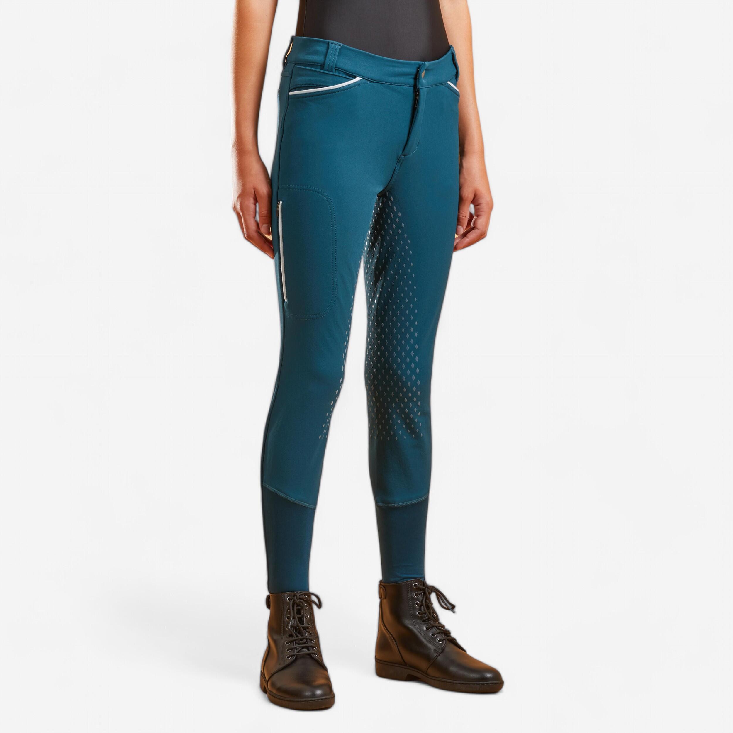 Fouganza Reithose Vollbesatz Full Grip Kinder petrolgrün
