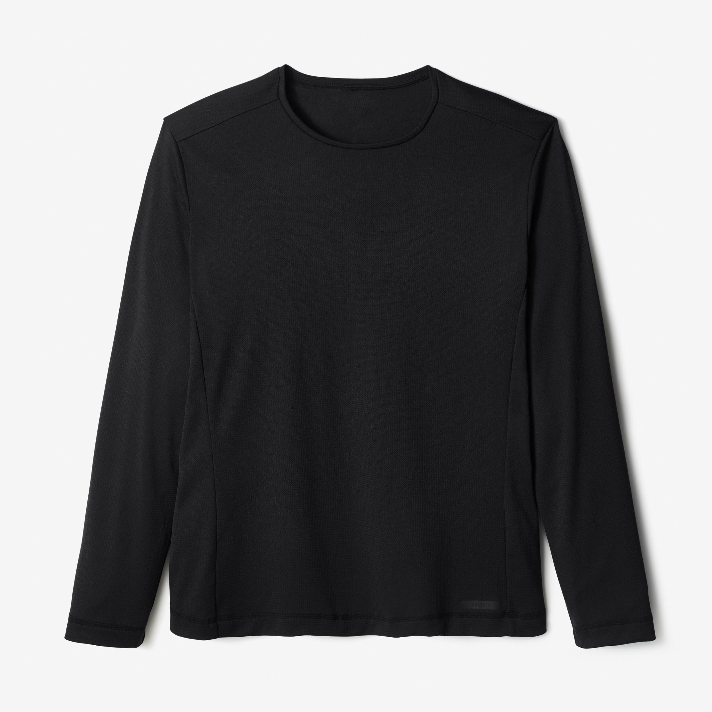 Kalenji Laufshirt langarm atmungsaktiv Dry Herren schwarz