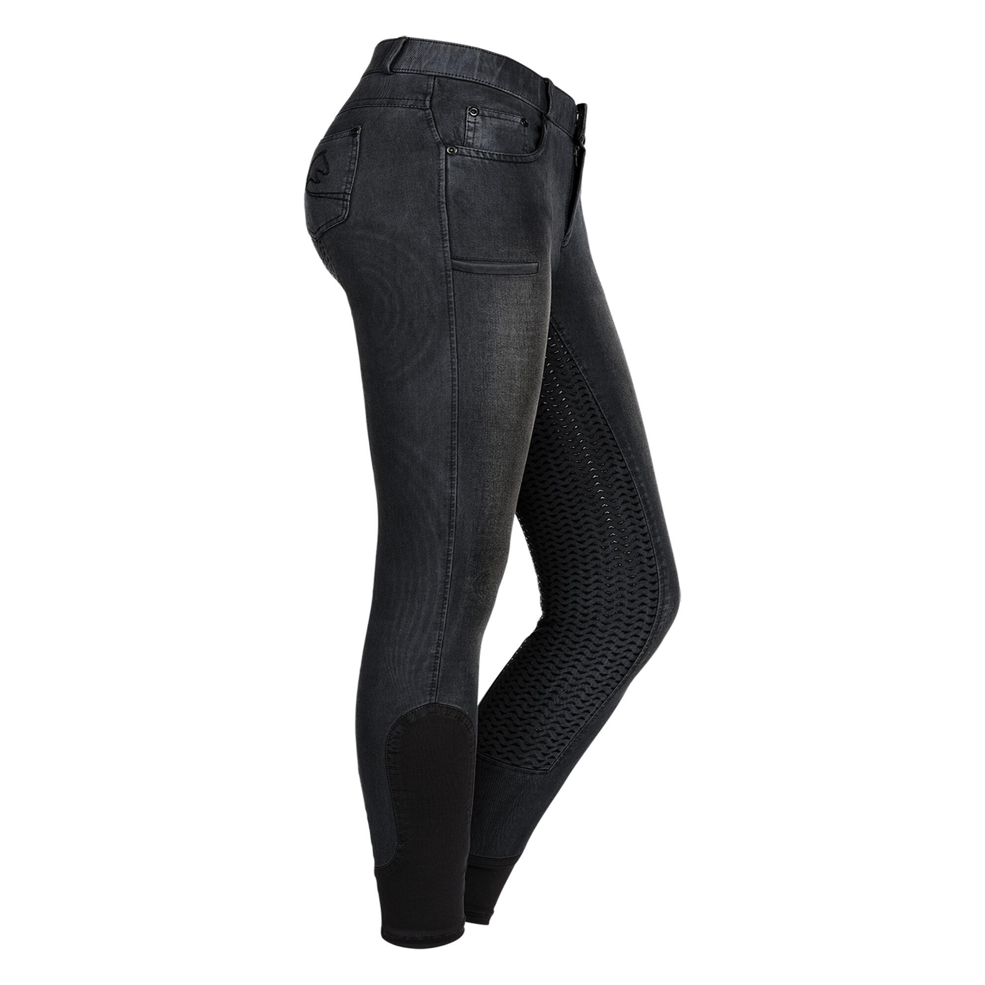Waldhausen Reithose Jeans Vollbesatz Full Grip Damen schwarz/grau