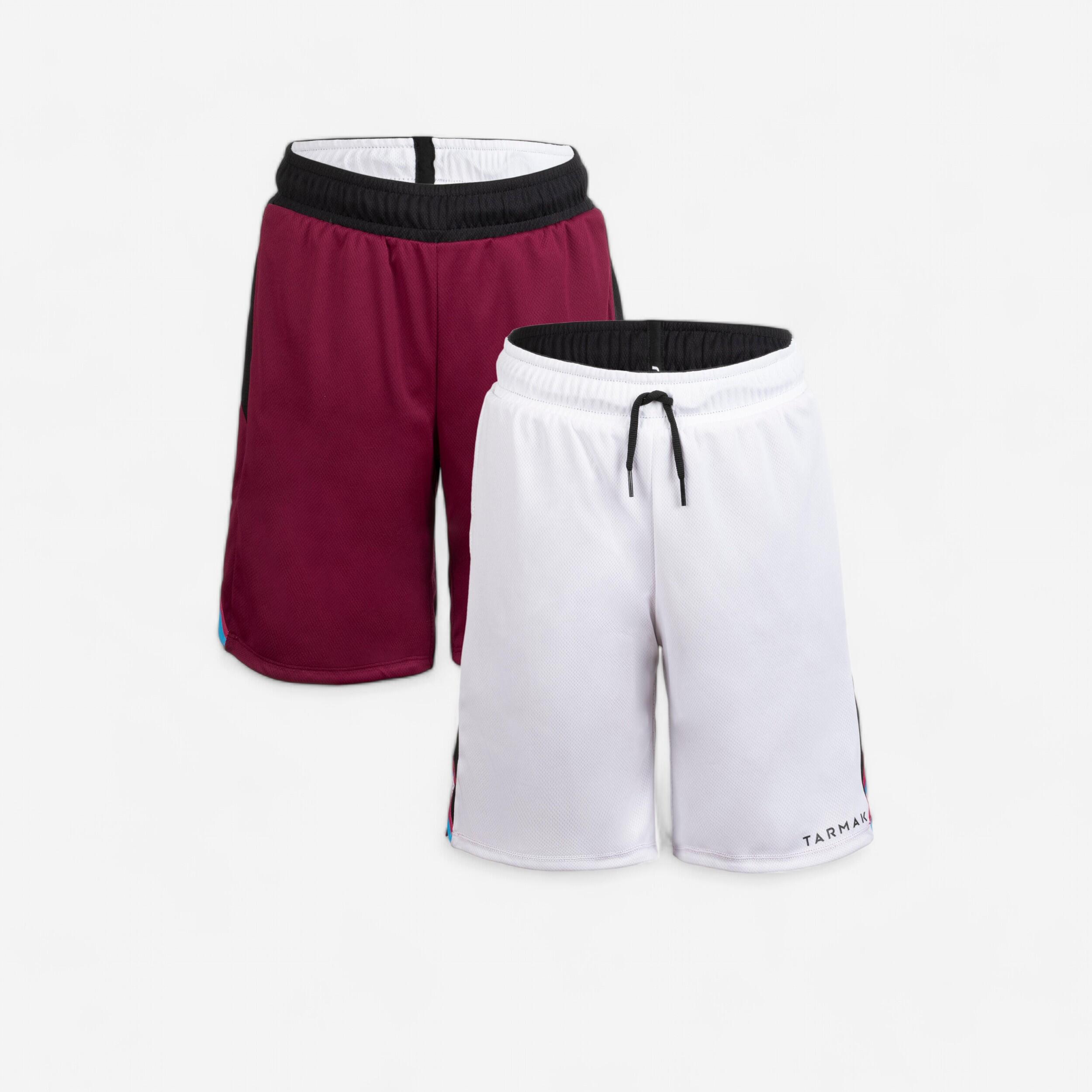 Tarmak Basketball Wendeshorts SH500R Kinder bordeaux/weiss