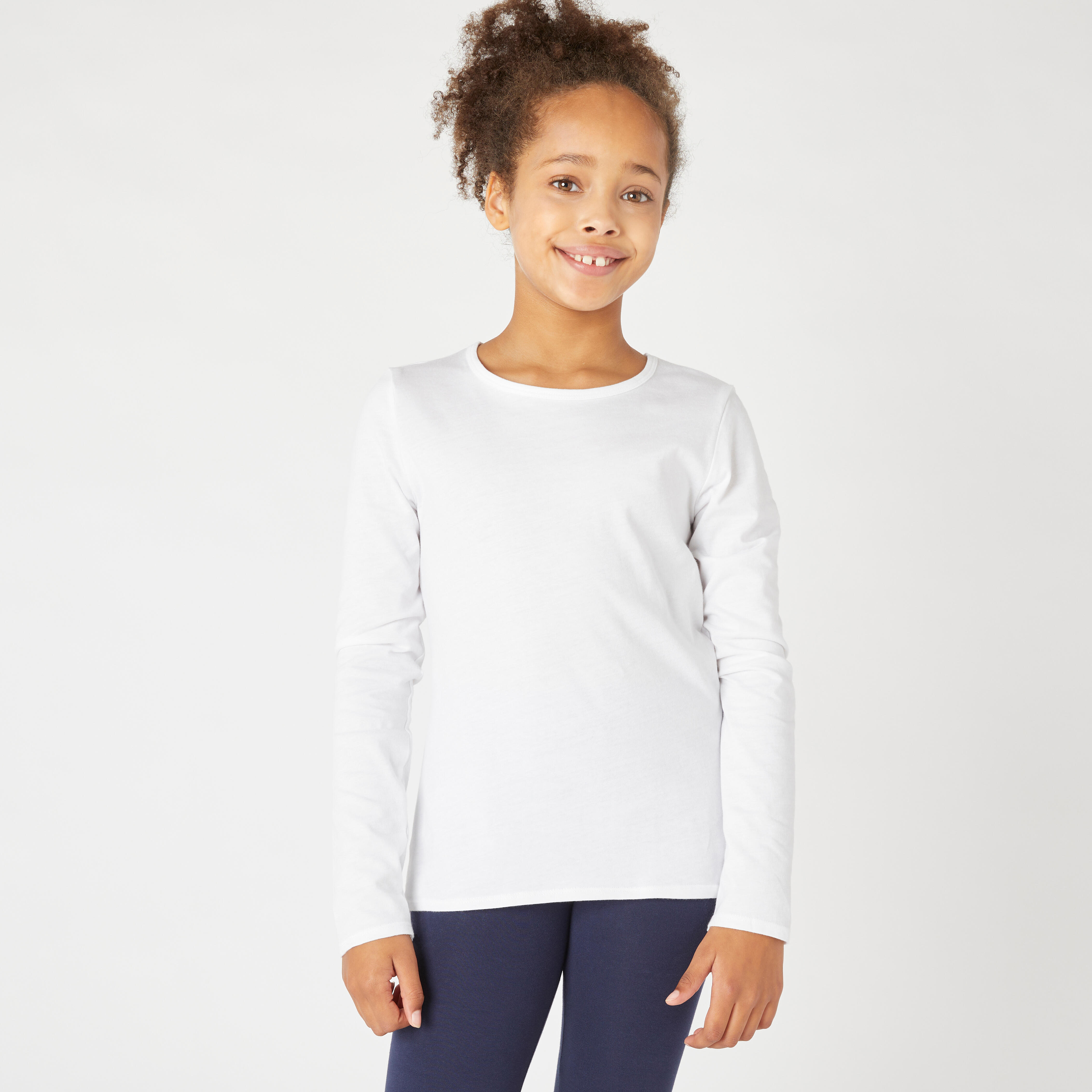Domyos Langarmshirt Basic Baumwolle Kinder weiss