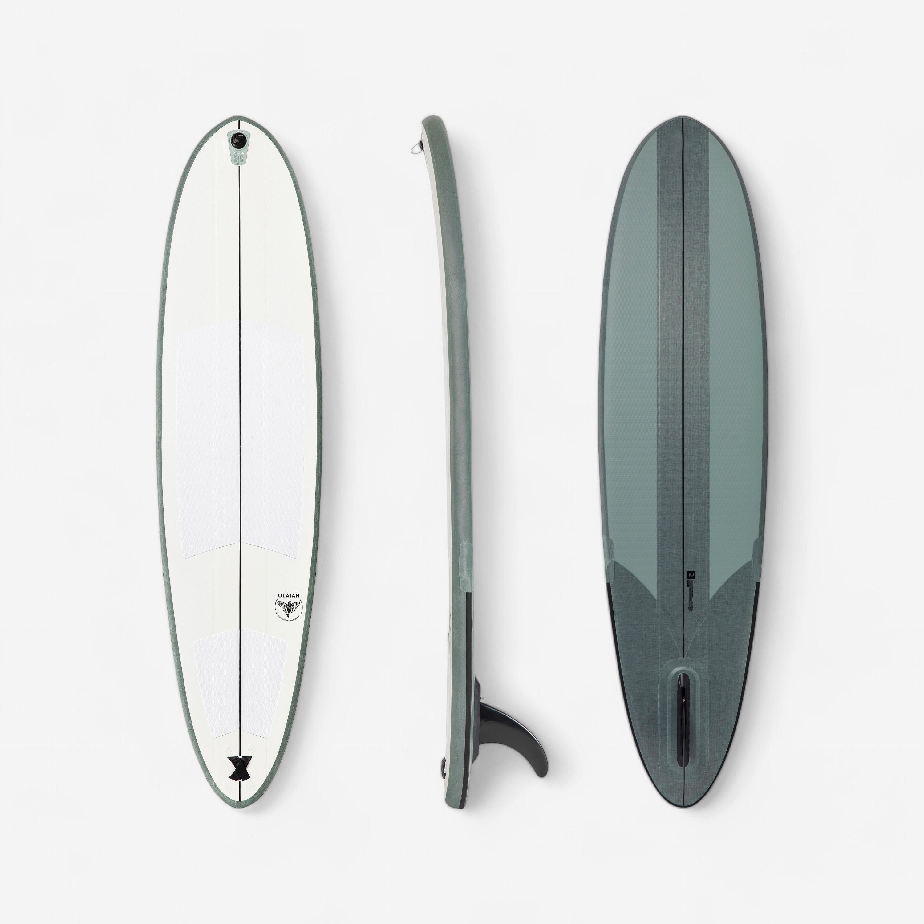 Olaian Surfboard 500 Compact 7'6" aufblasbar ohne Pumpe und Leash