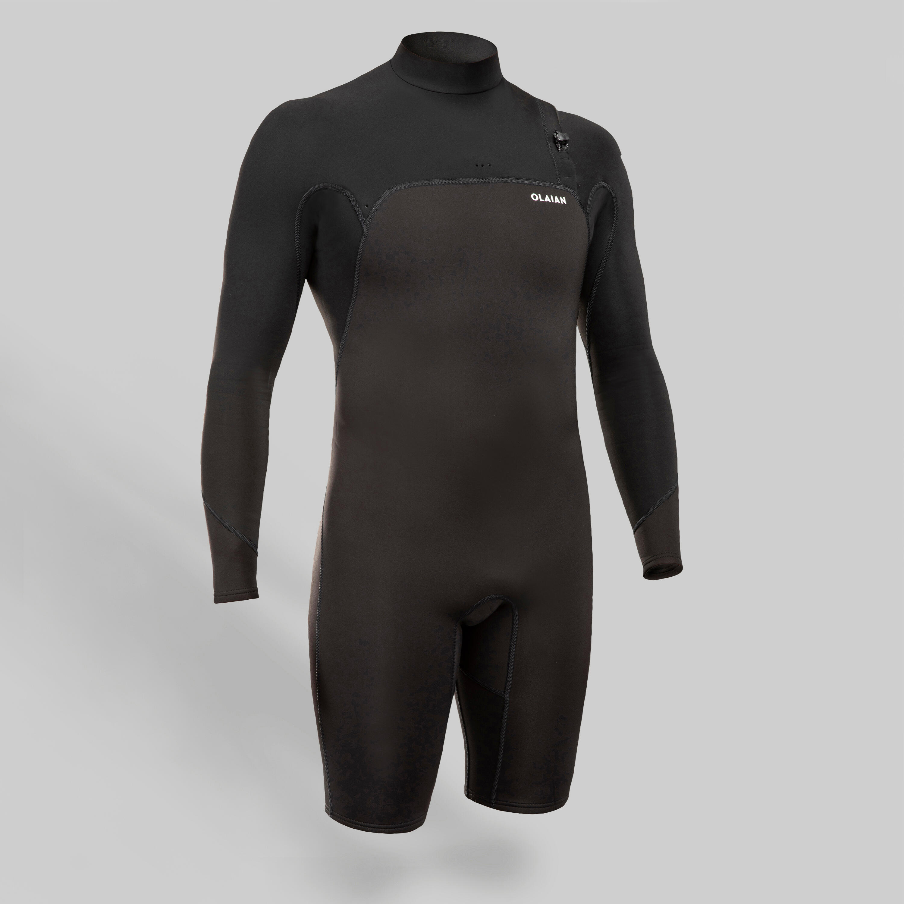Olaian Neoprenanzug Surfen Shorty 900 langarm No Zip Herren schwarz