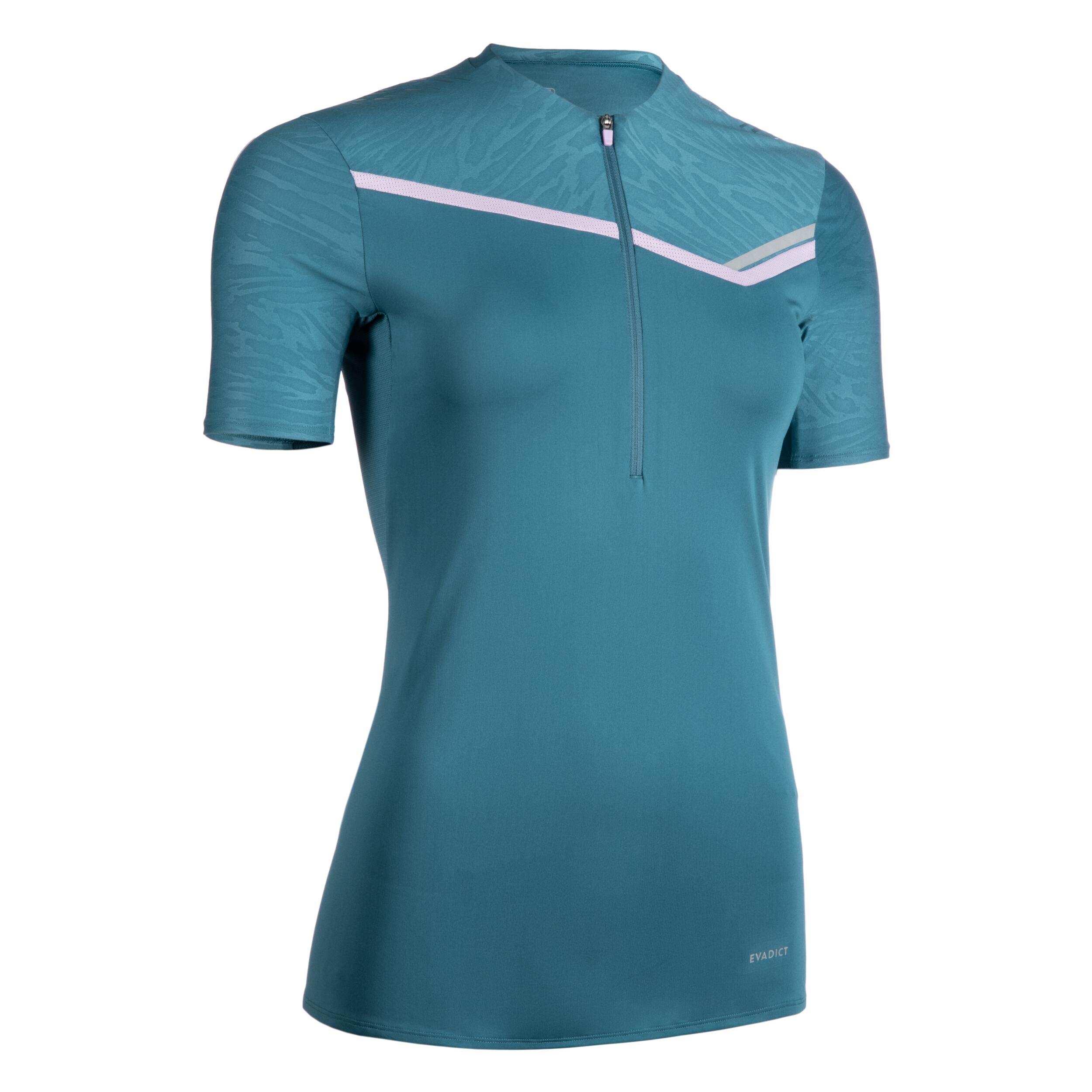 Evadict Laufshirt kurzarm Trail Zipp Damen blau