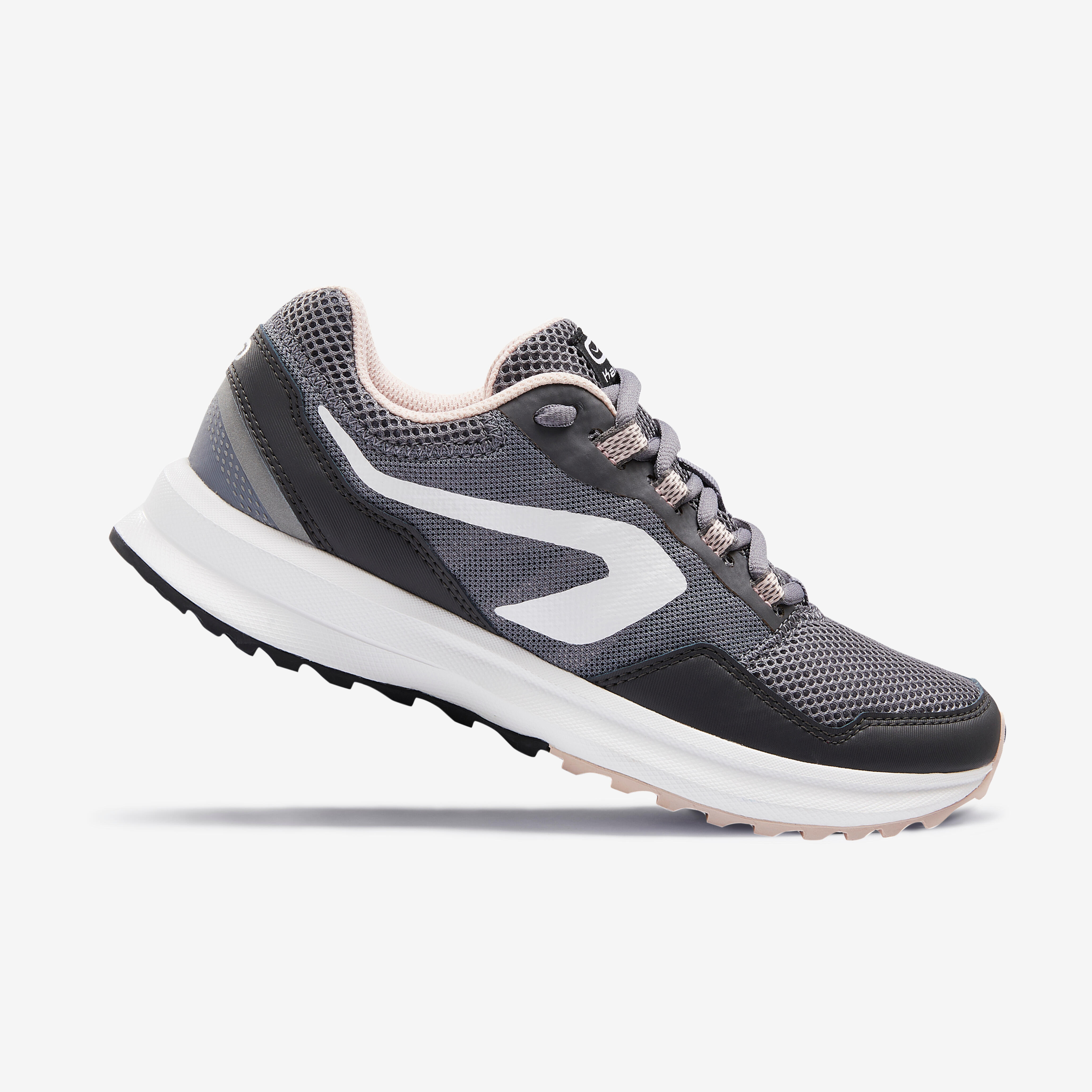 Kalenji Laufschuhe Run Active Grip Damen grau/koralle