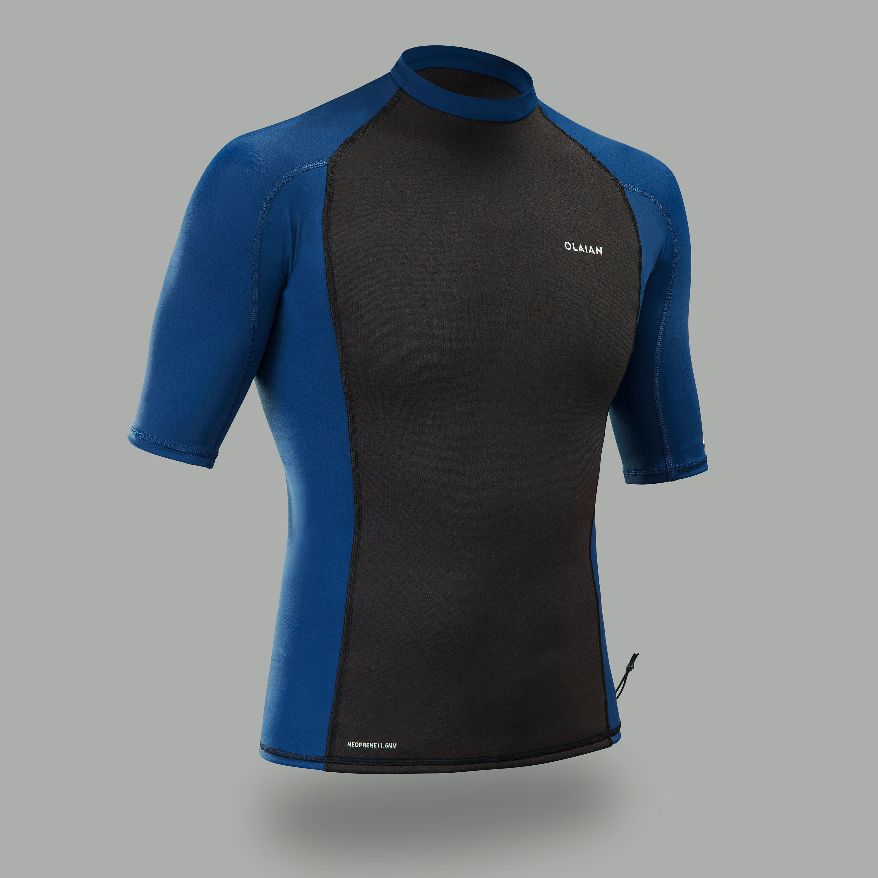 Olaian UV-Shirt Herren UV-Schutz 50+ mit Neopren Lycra schwarz/blau