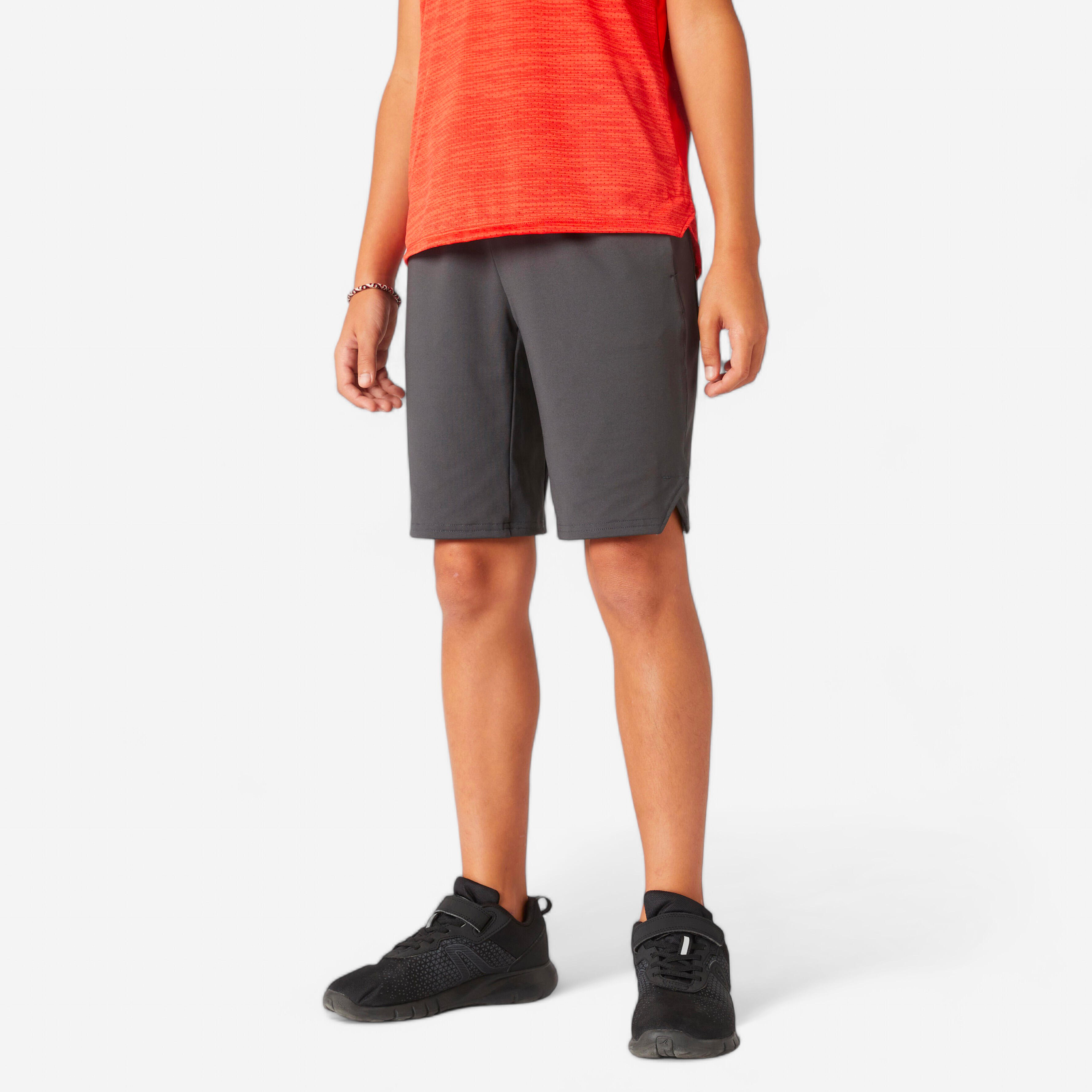 Domyos Shorts Baumwolle atmungsaktiv 500 Kinder schwarz