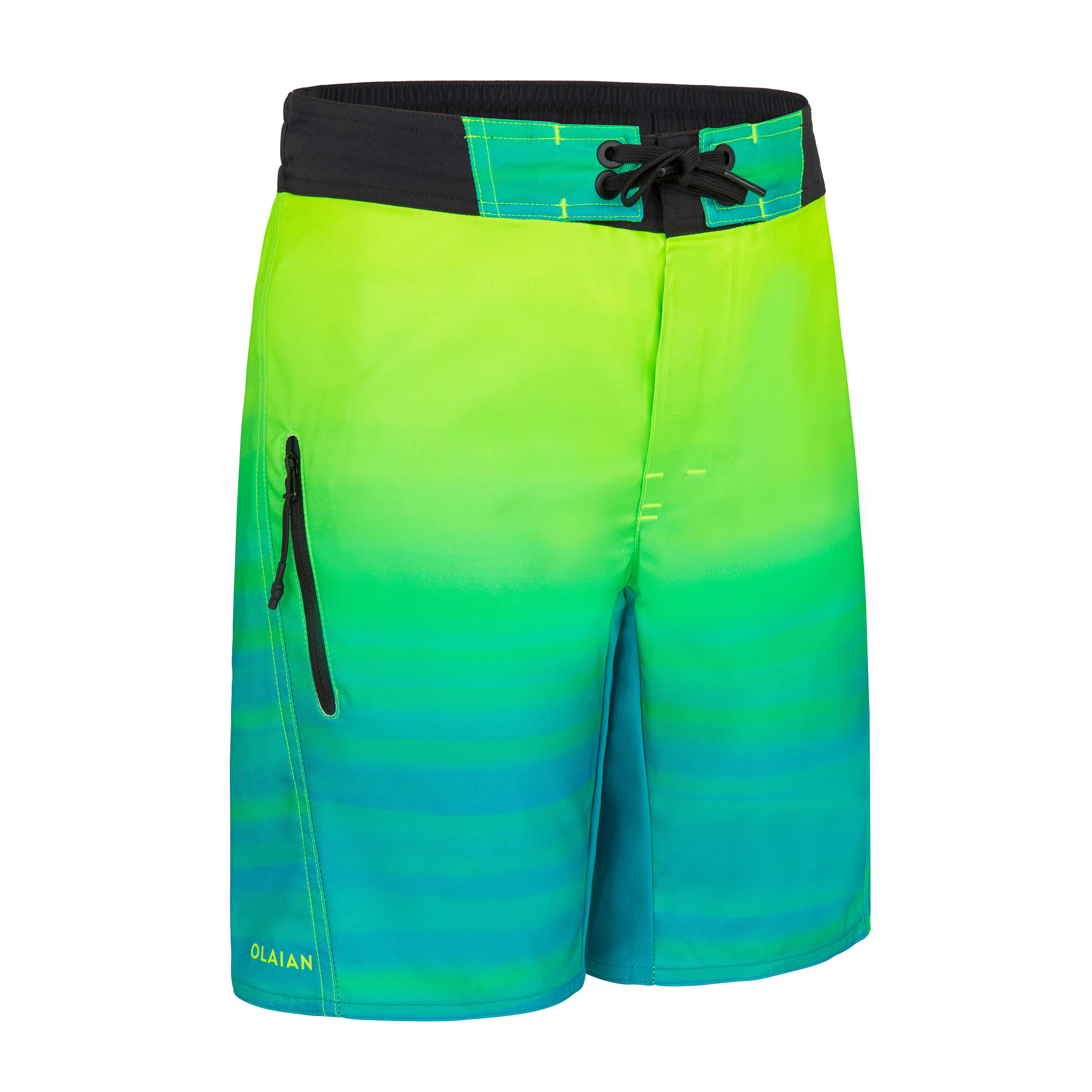 Olaian Boardshorts Surfen Jungen 550 Offshore orange/türkis