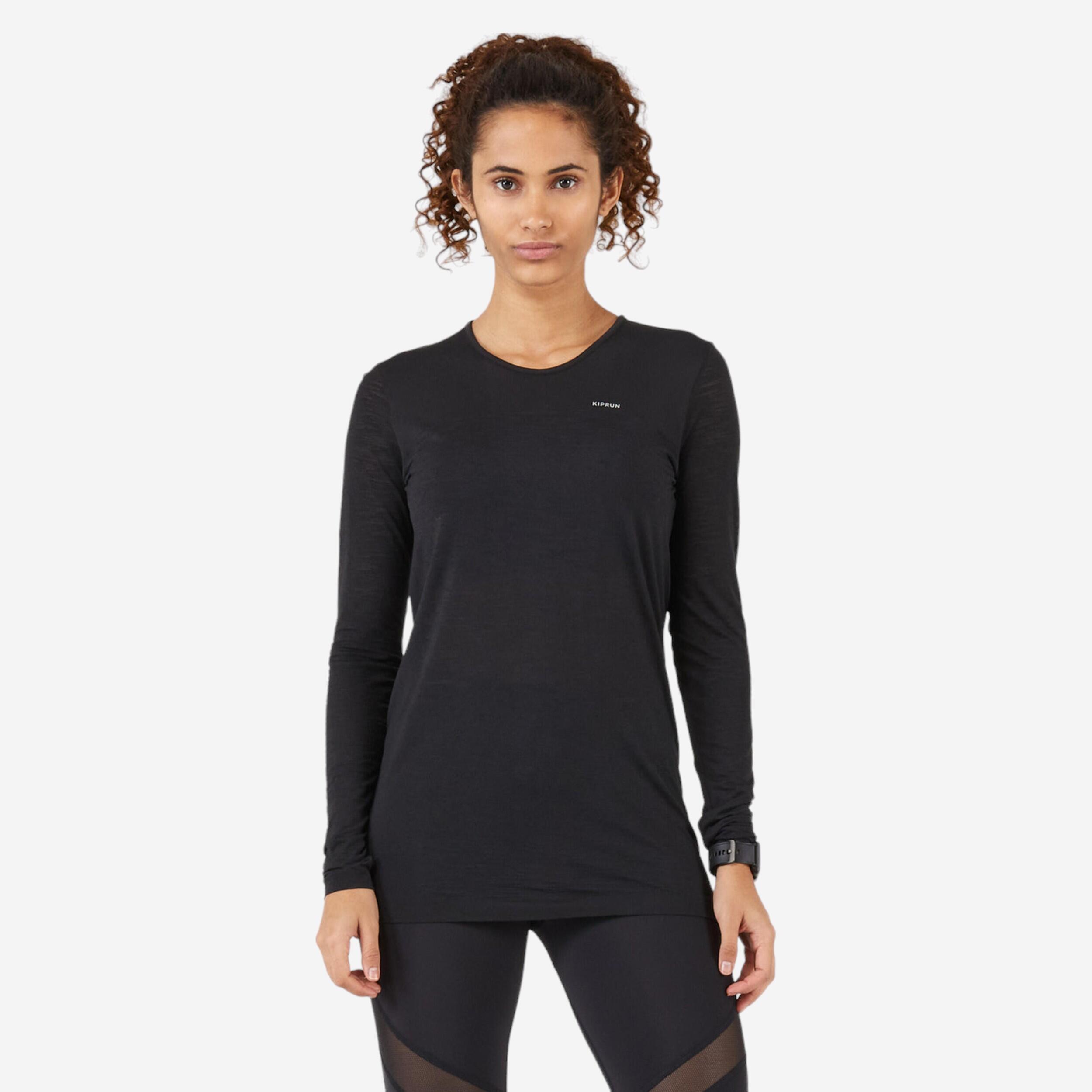 Kiprun Laufshirt langarm atmungsaktiv Kiprun Care Damen schwarz