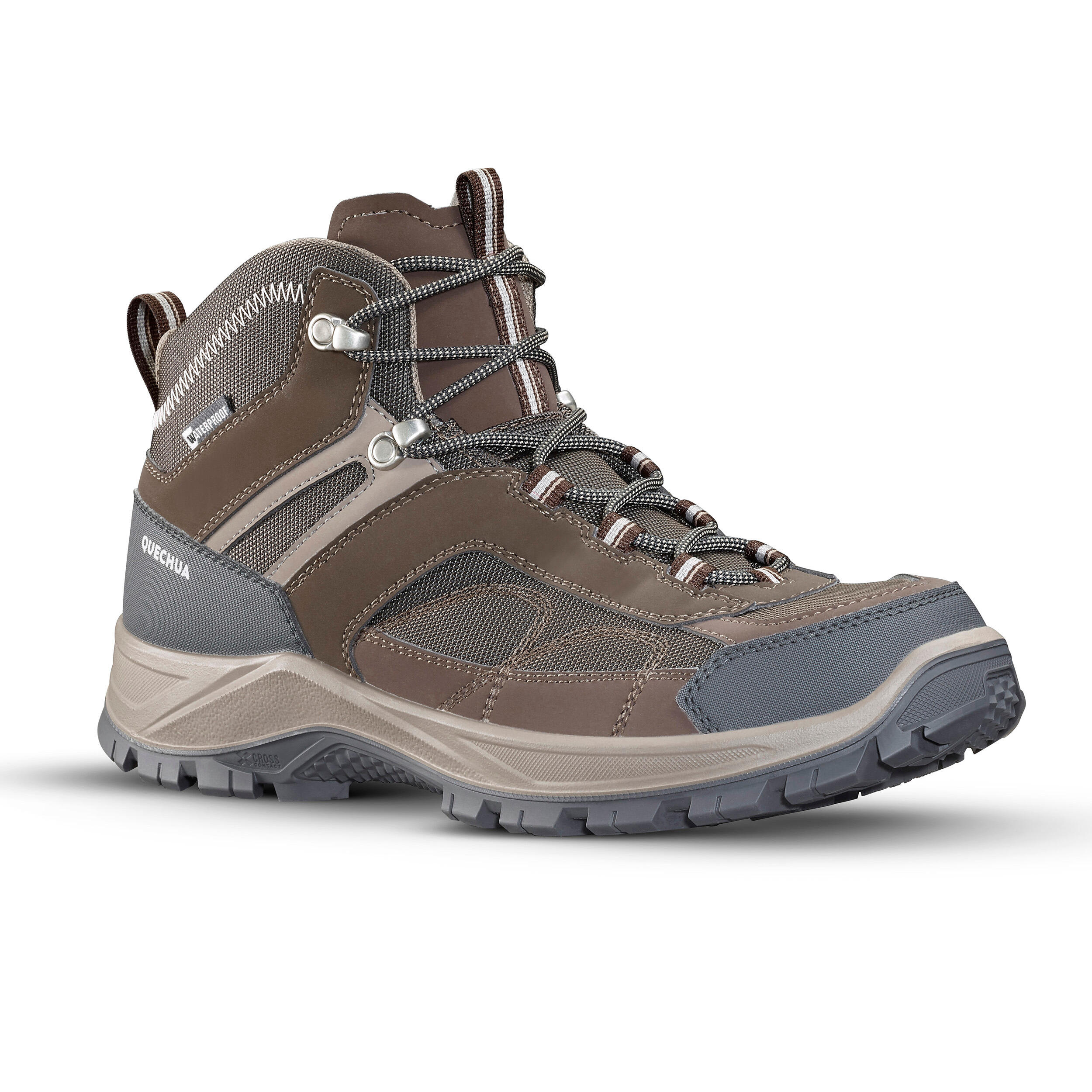 Quechua Wanderschuhe Bergwandern - MH100 Halbhoch wasserdicht Herren braun
