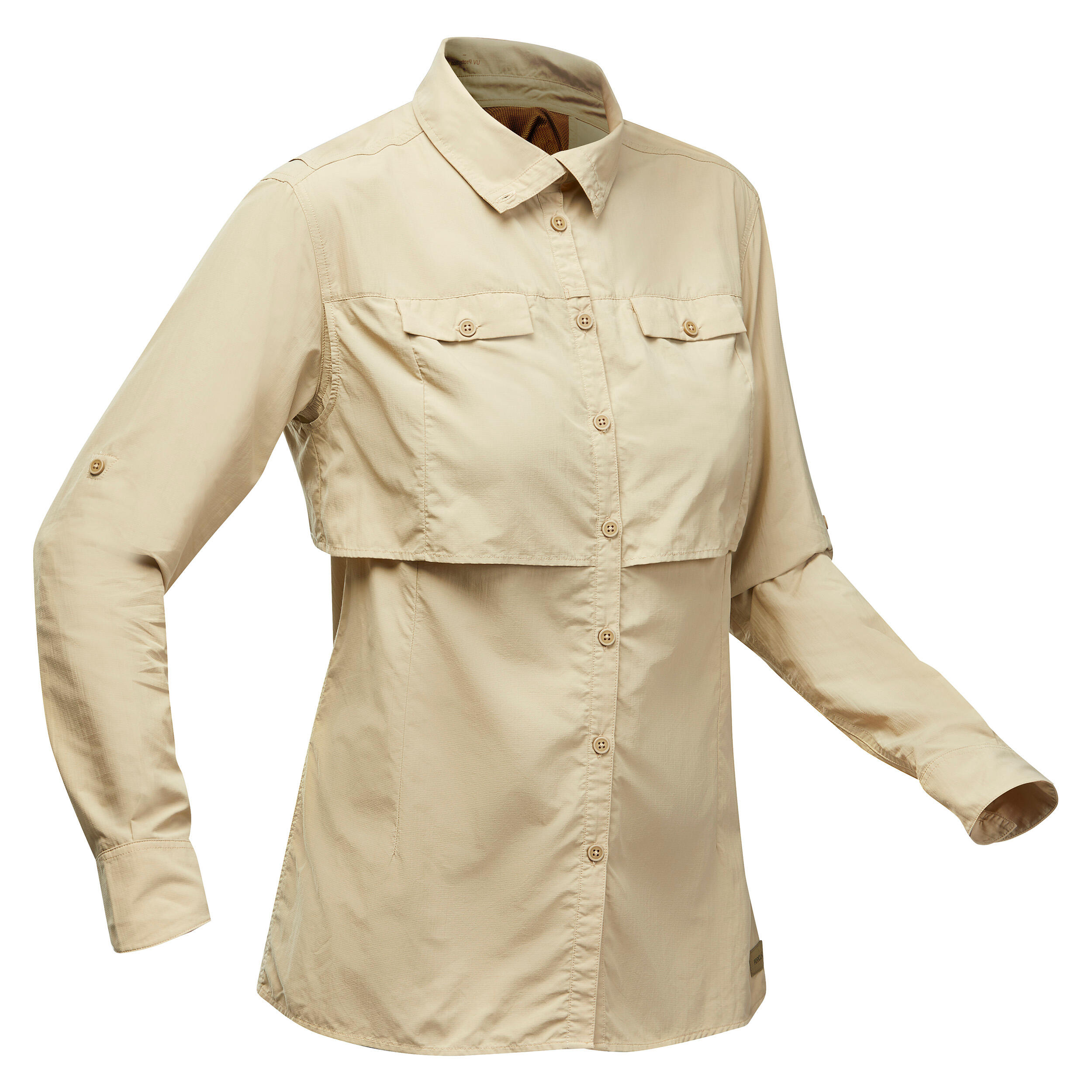 Forclaz Trekkingbluse Langarm Desert 500 UV-Schutz Damen beige