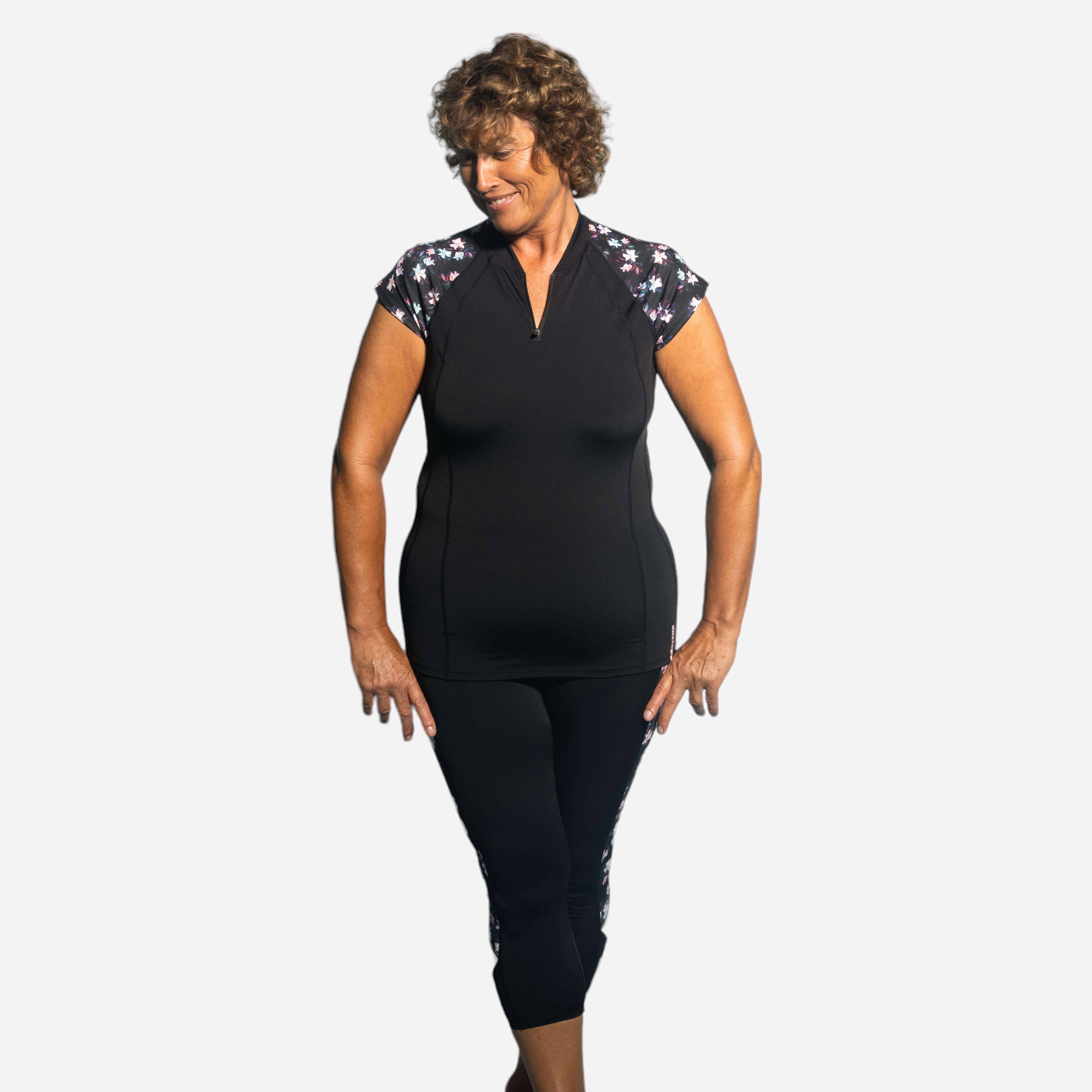 Nabaiji Aquafitness-Shirt Anna Sisi kurzarm Aquagym Aqua-Cycling Damen schwarz