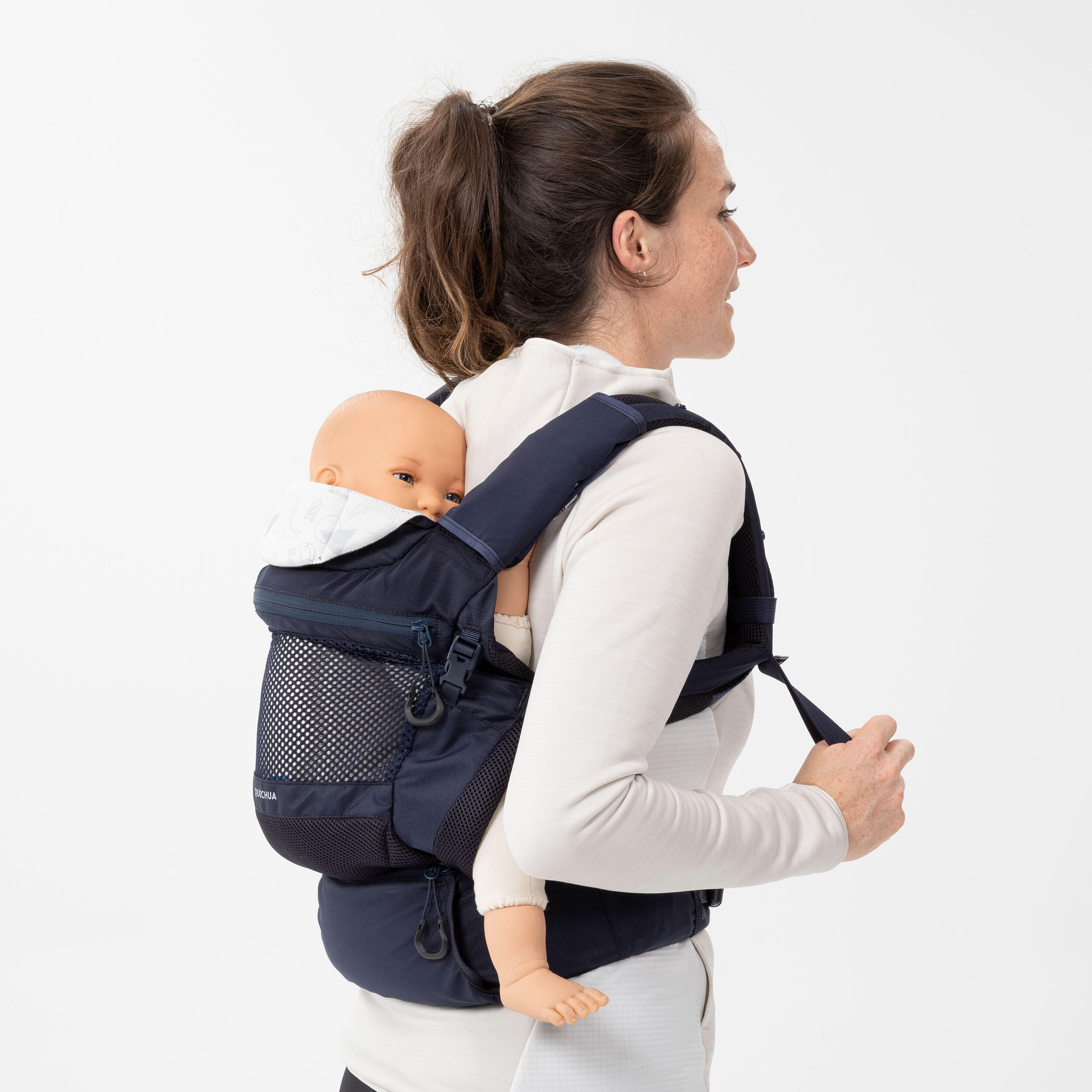 Quechua Physiologische Babytrage Bergwandern MH500 ab 9 Monate bis 15 kg marineblau