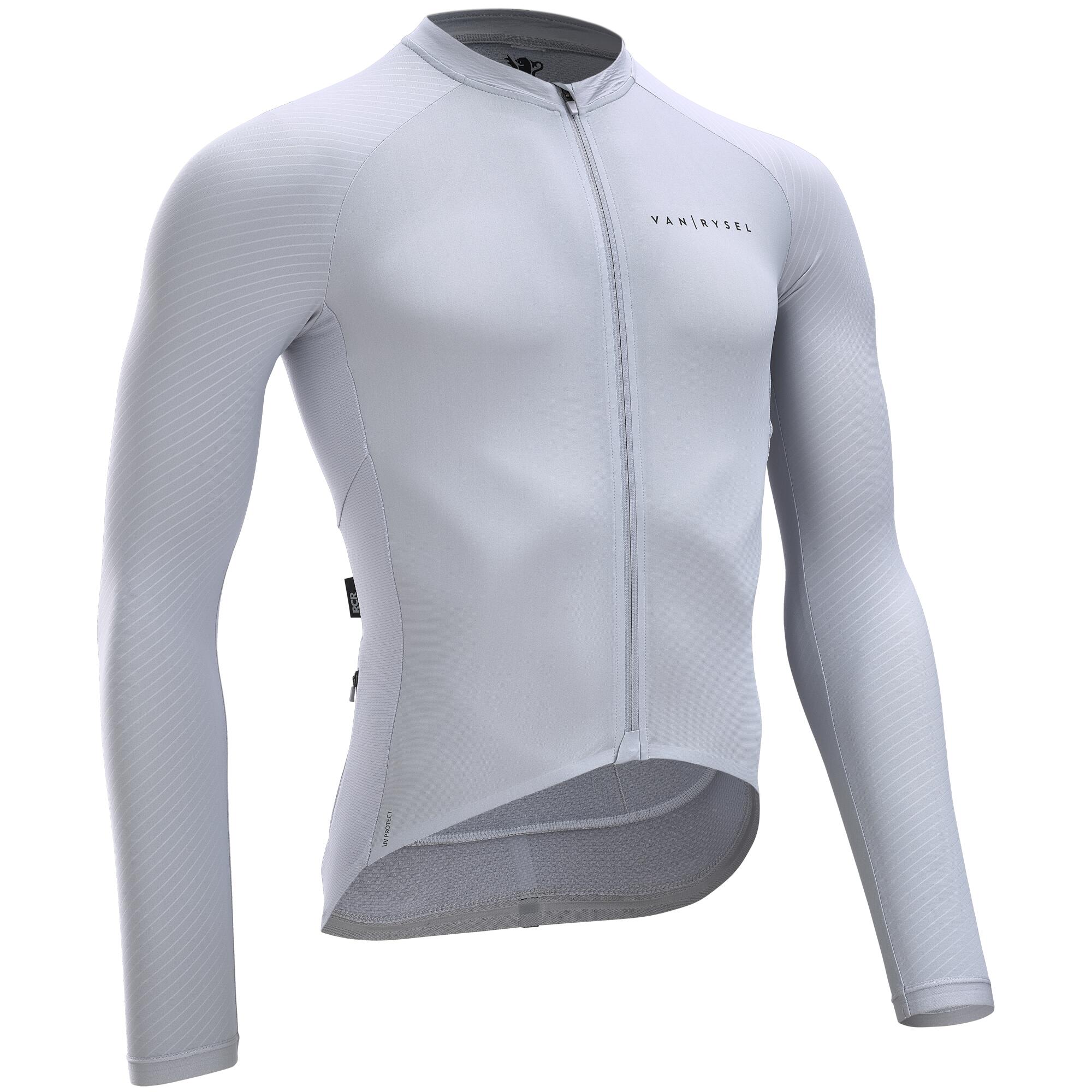 Van Rysel Fahrradtrikot Rennrad langarm Racer Ultralight UVP Sommer Herren grau