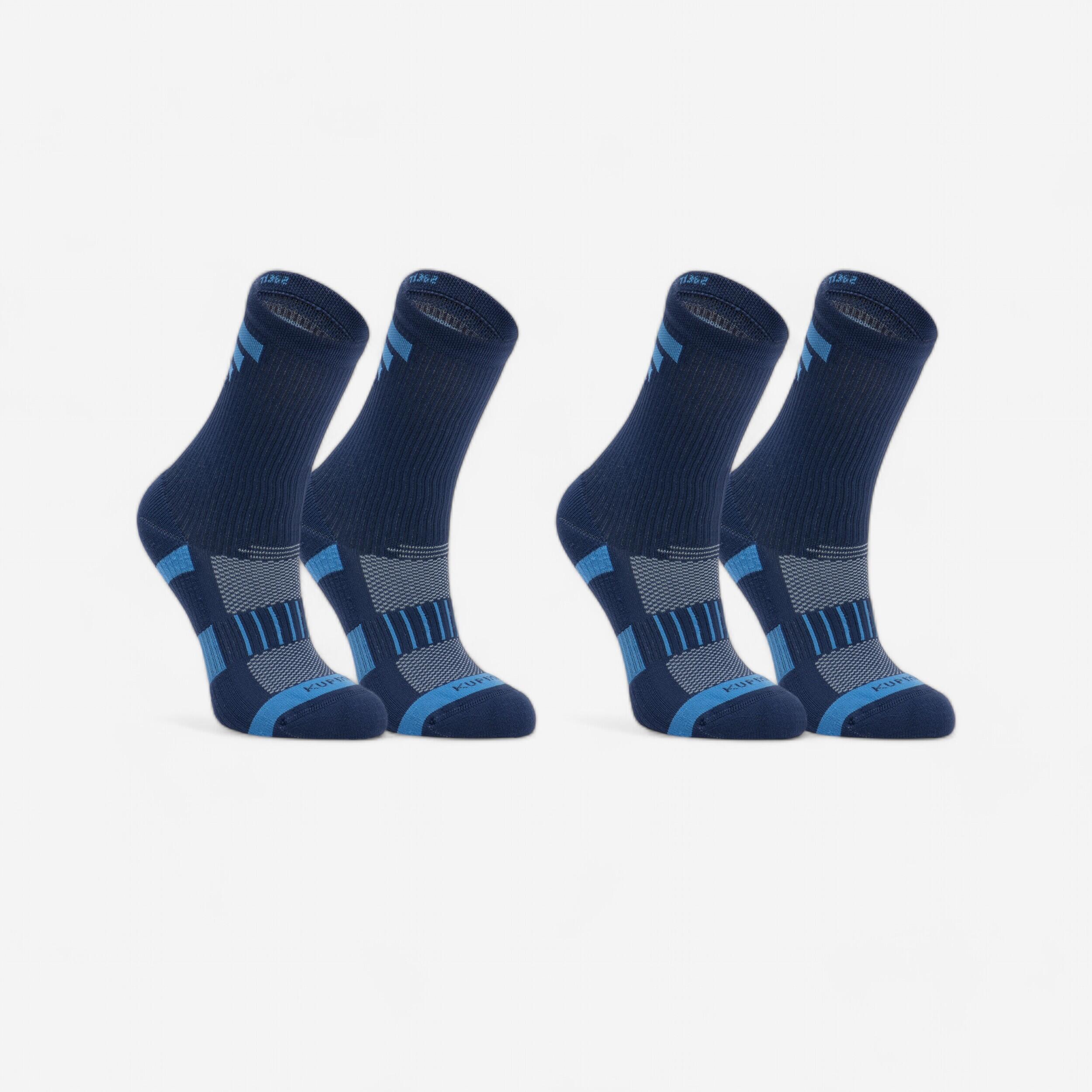 Kiprun Sportsocken Laufsocken AT 500 Comfort hoch 2 Paar Kinder marineblau/blau