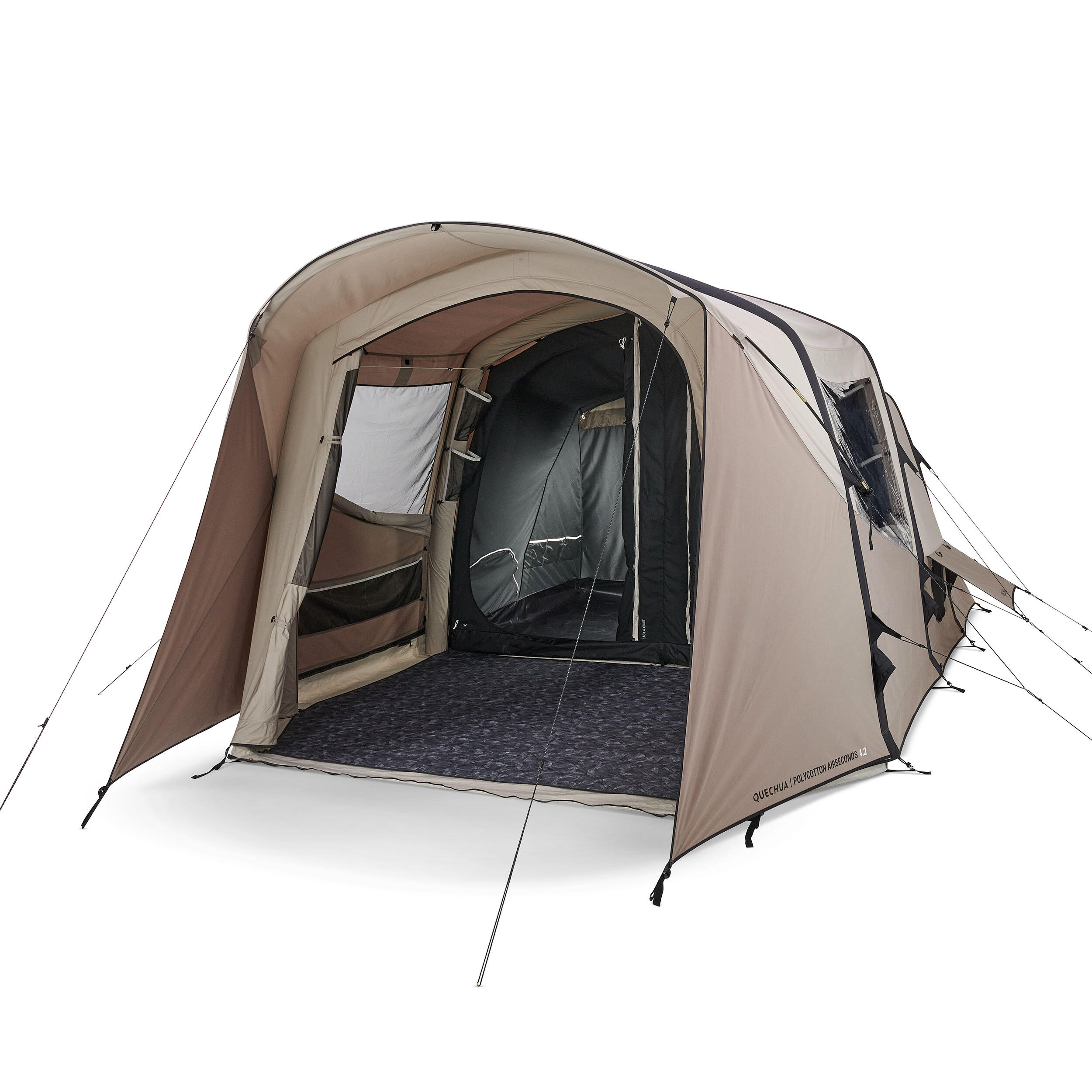 Quechua Familienzelt aufblasbar - Air Seconds 4.2 Polybaumwolle für 4 Personen 2 Kabinen