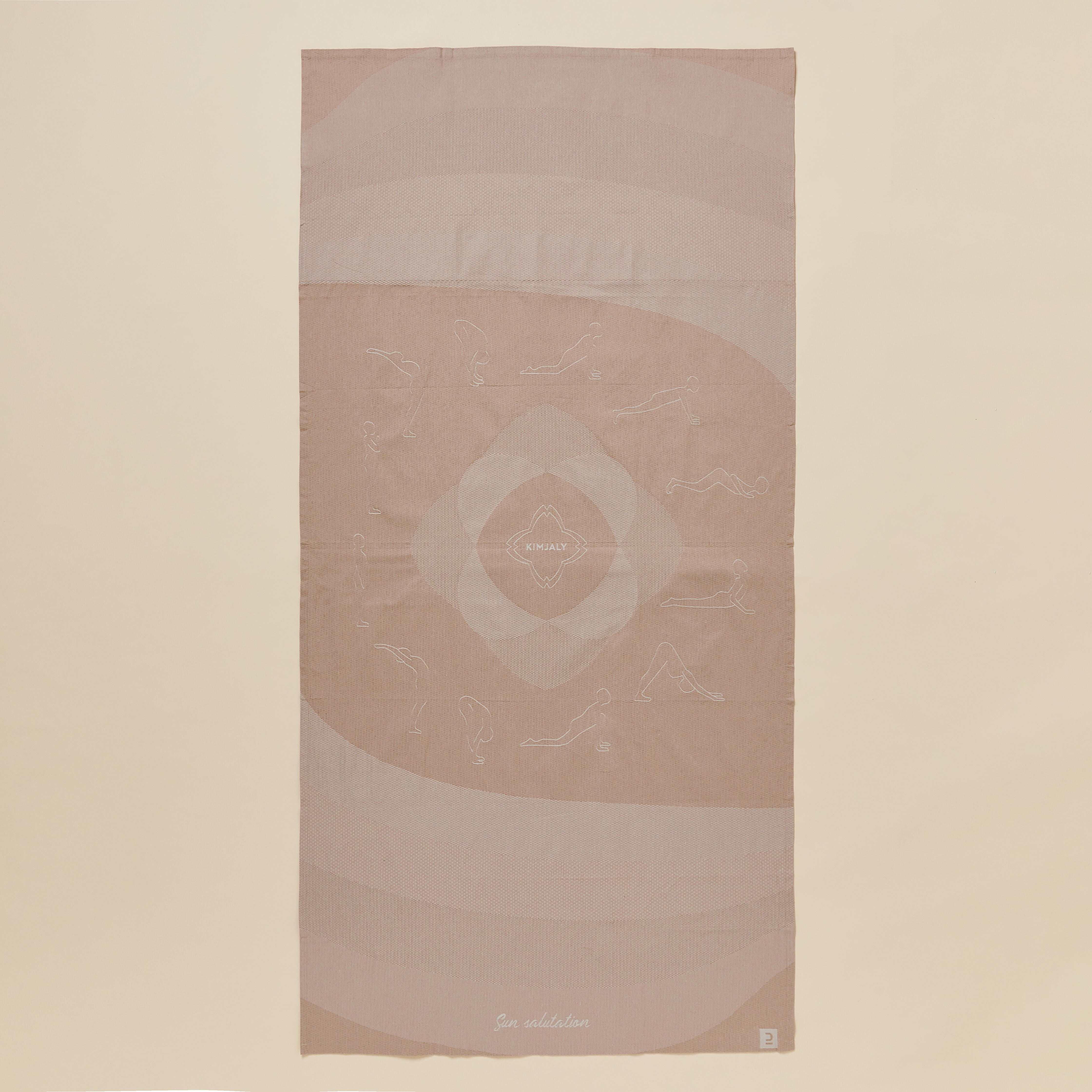 Kimjaly Yoga-Handtuch Fouta Sonnengrüße beige