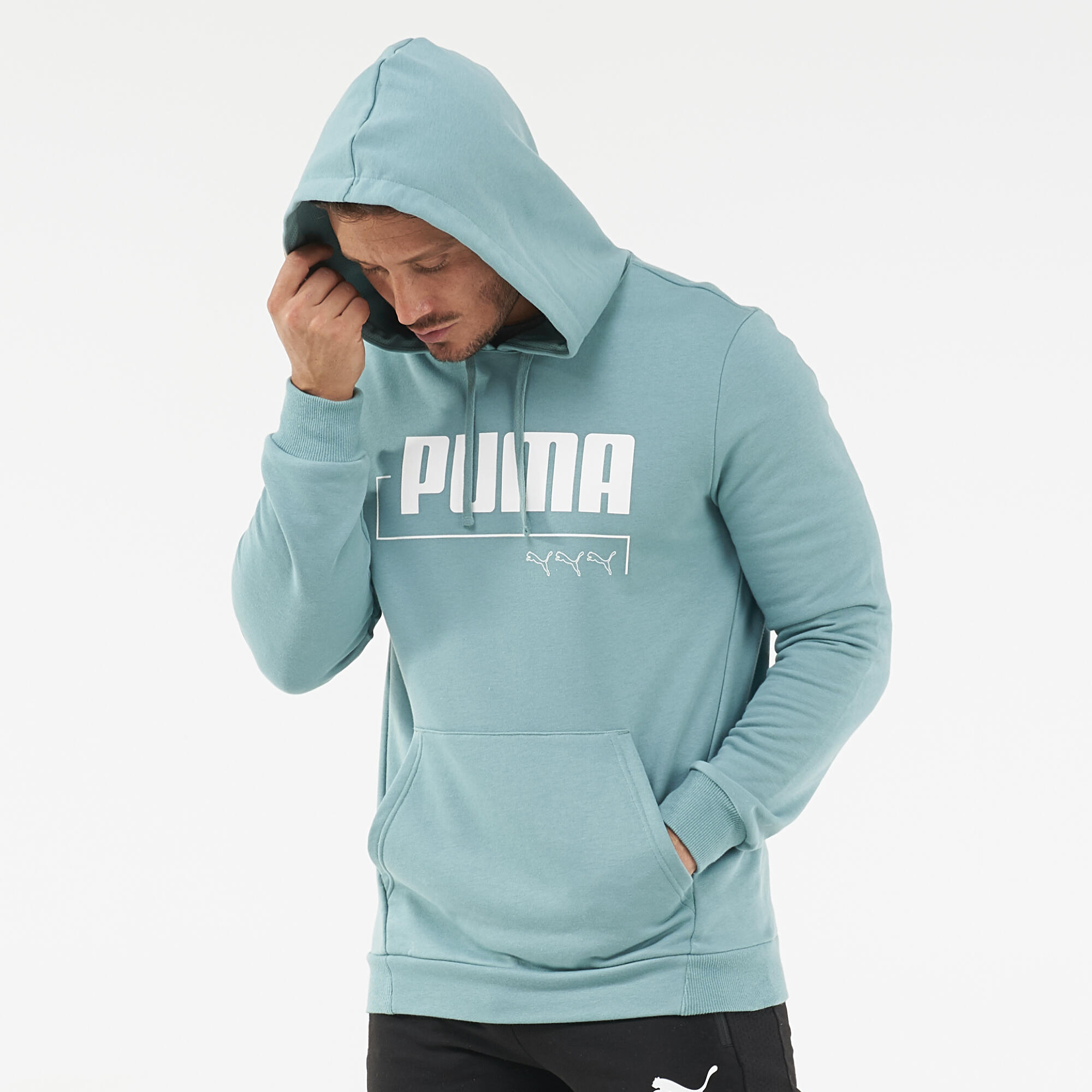 Puma Sweatshirt Kapuze Fitness Baumwolle Herren blau