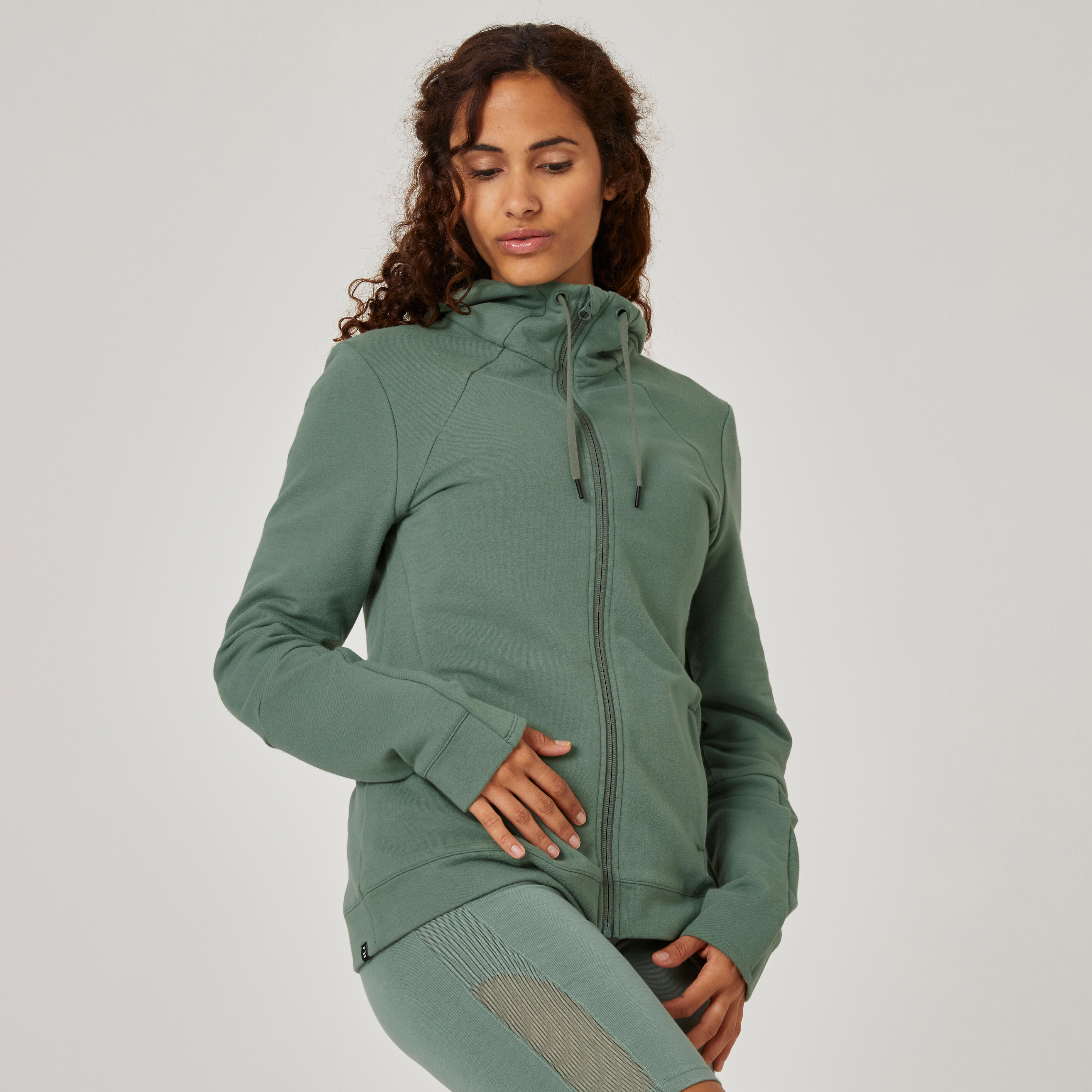 Domyos Kapuzenjacke 520 gerade RV-Kragen RV-Taschen Damen grün