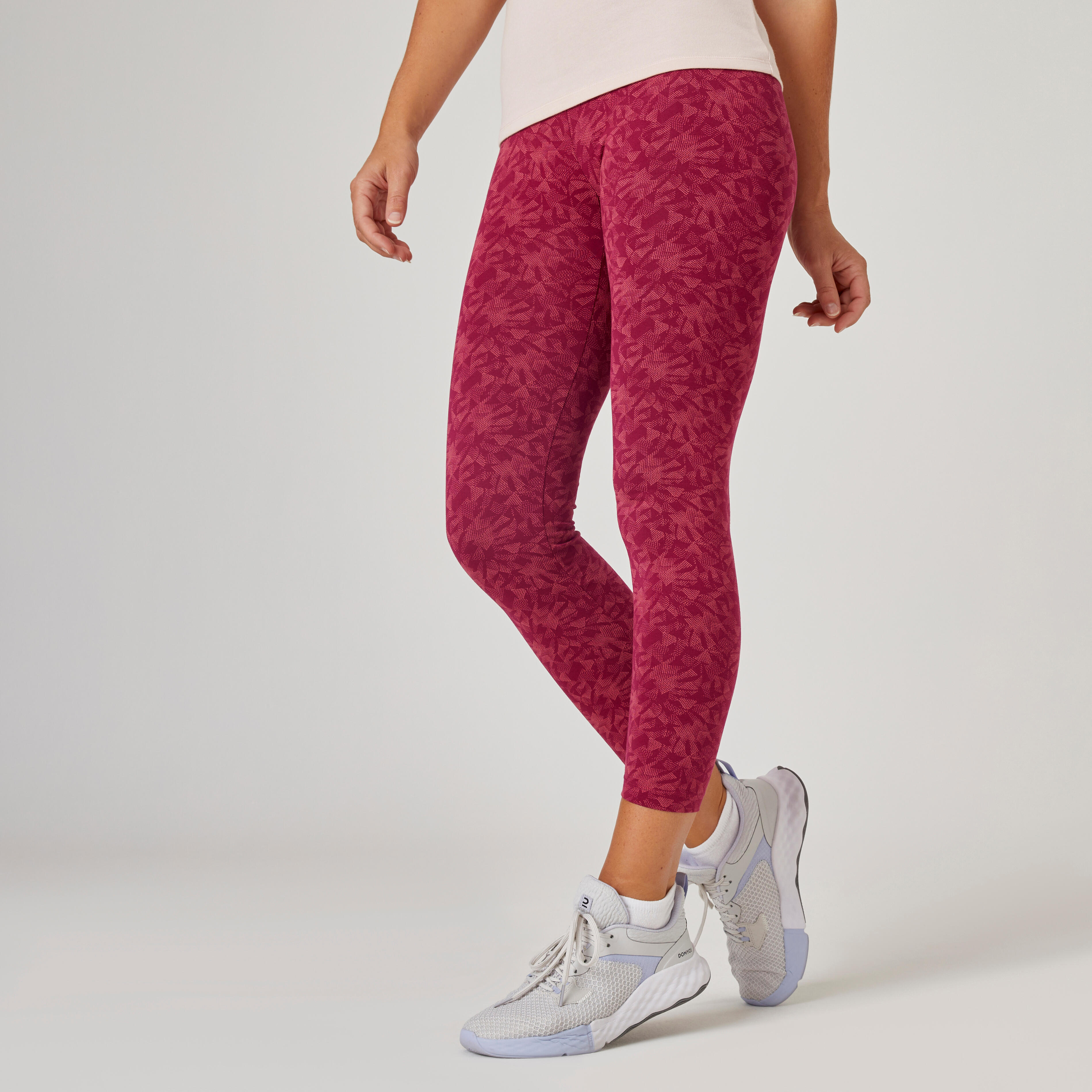 Domyos Leggings 7/8 Fit+ Damen koralle mit Motiv