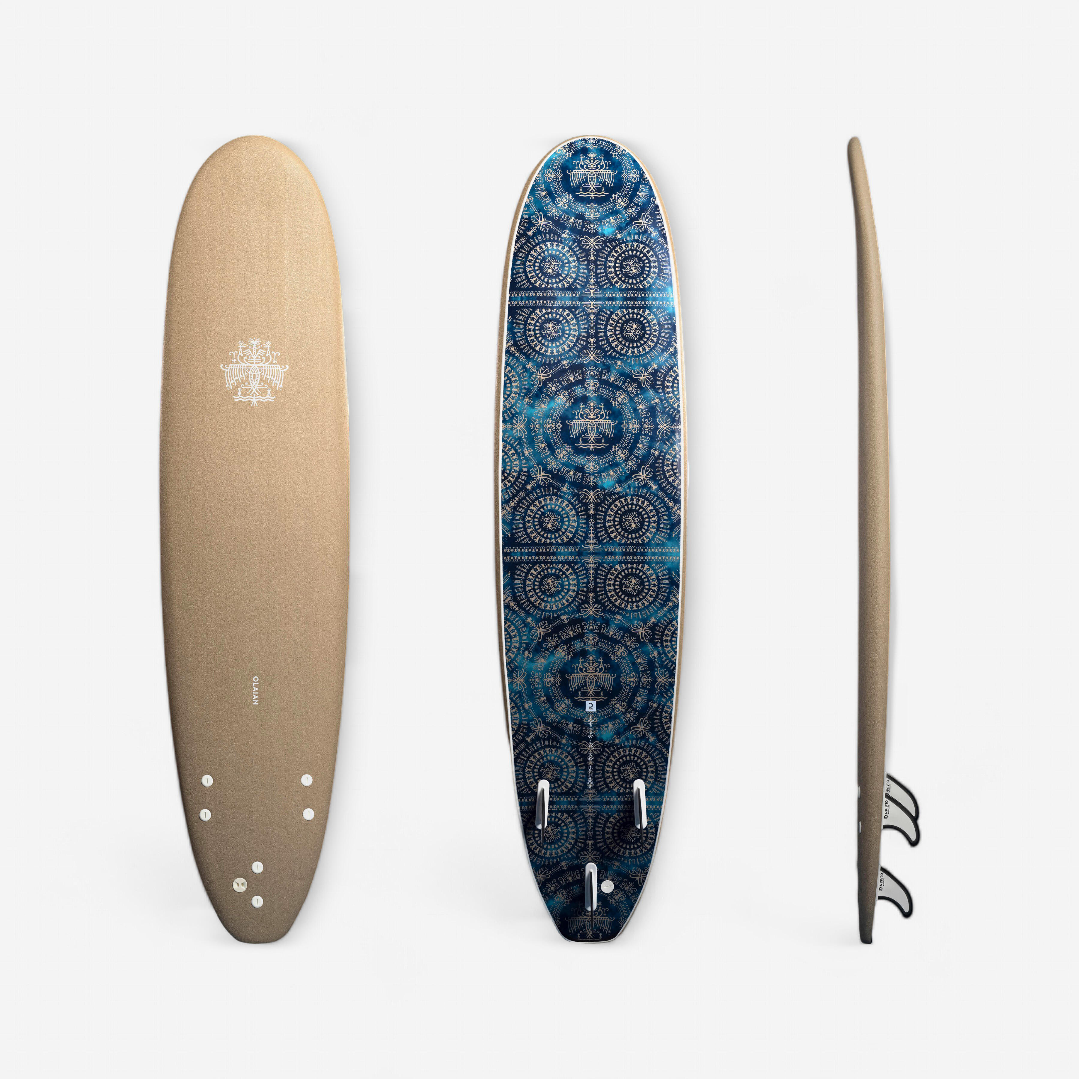 Olaian Surfboard Schaumstoff 500 7'8" limitierte Serie JEYKILL inkl. Leash und 3 Finnen