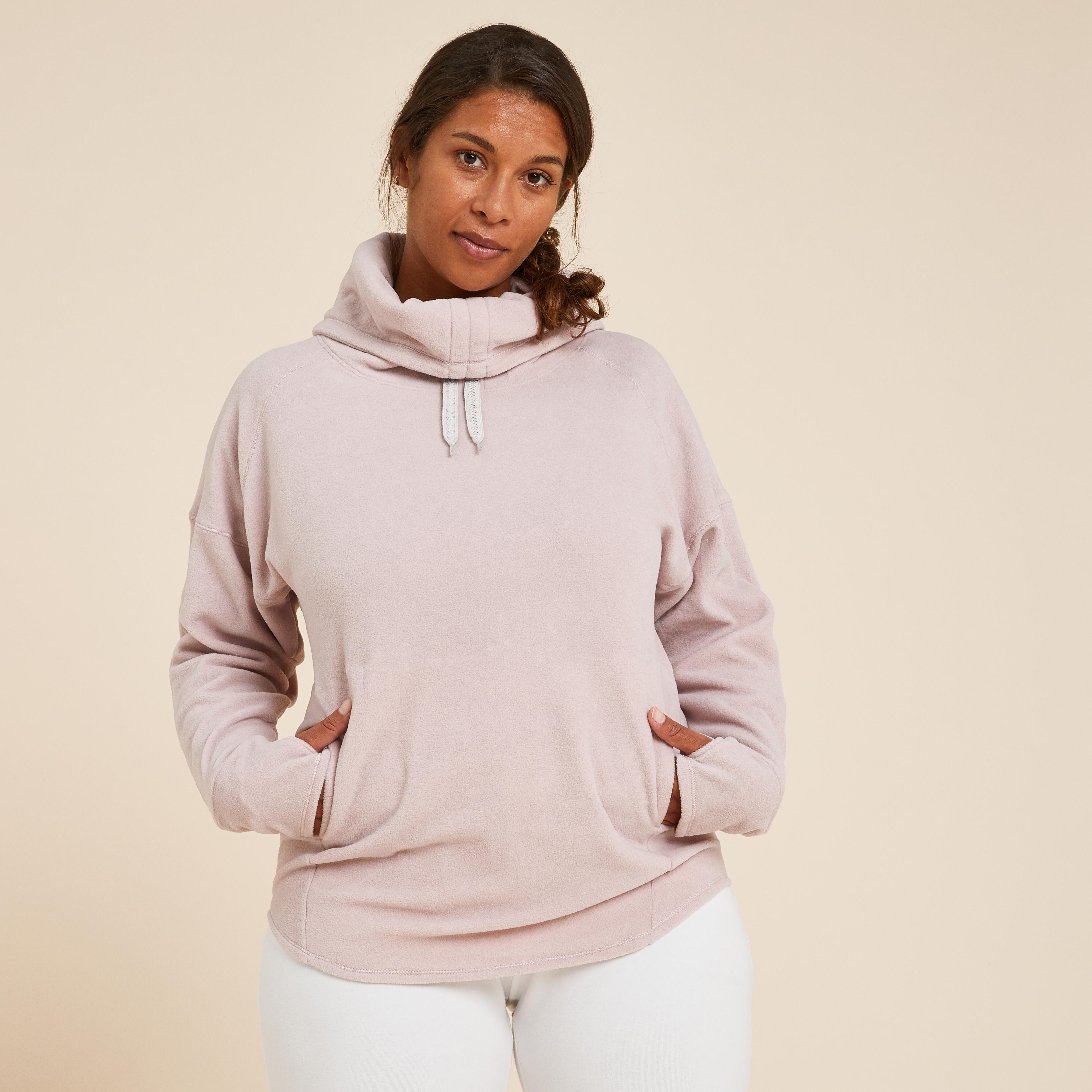 Kimjaly Relax-Sweatshirt Fleece Yoga Damen rosameliert