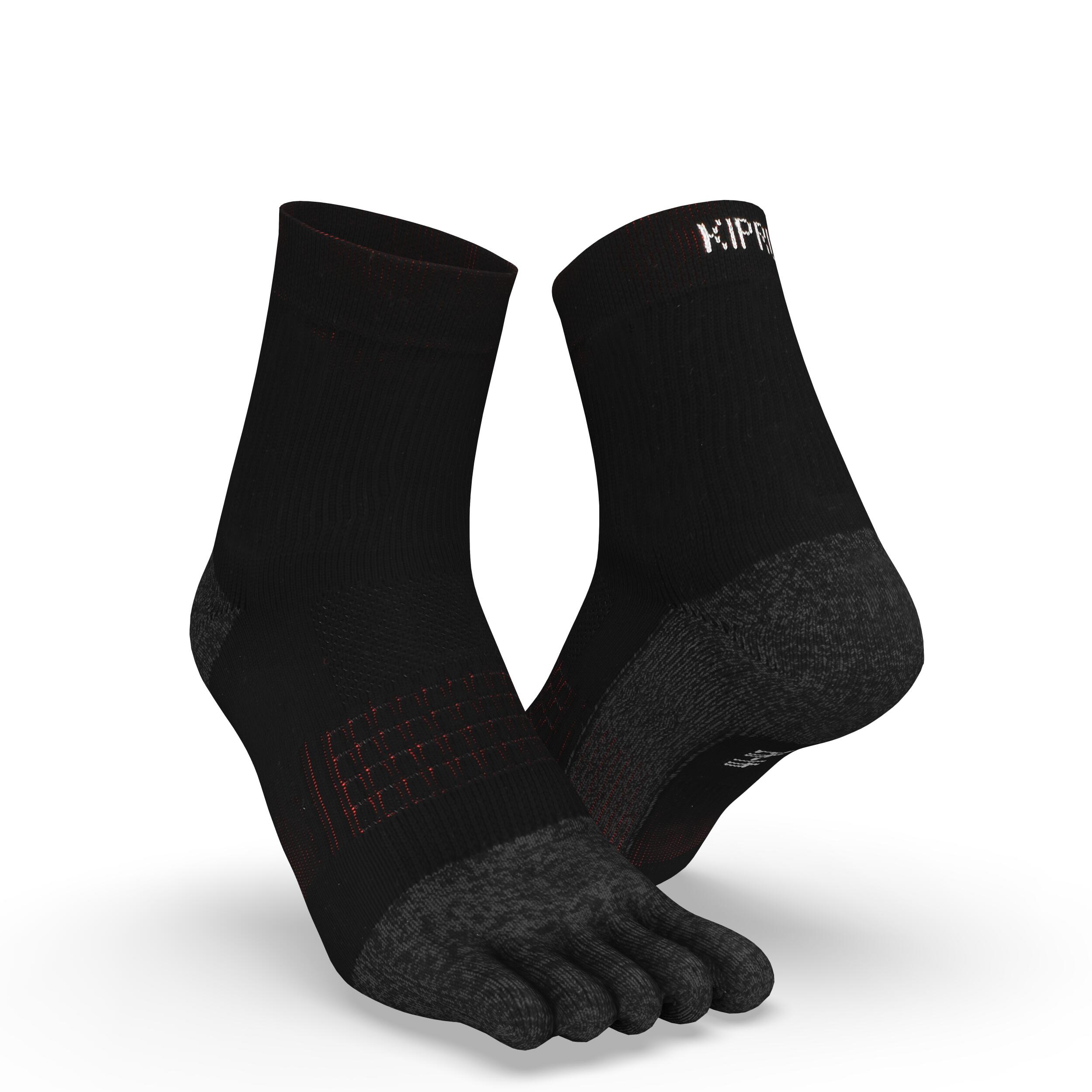 Kiprun Laufsocken Run900 Zehensocken schwarz/rot