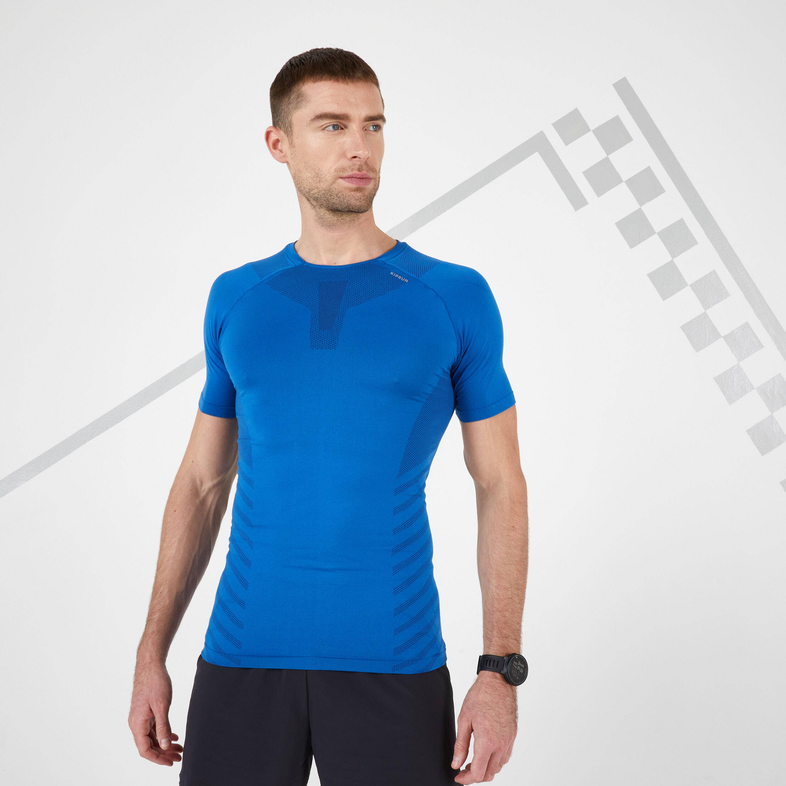 Kiprun Laufshirt kurzarm atmungsaktiv Kiprun Skincare Herren schwarz