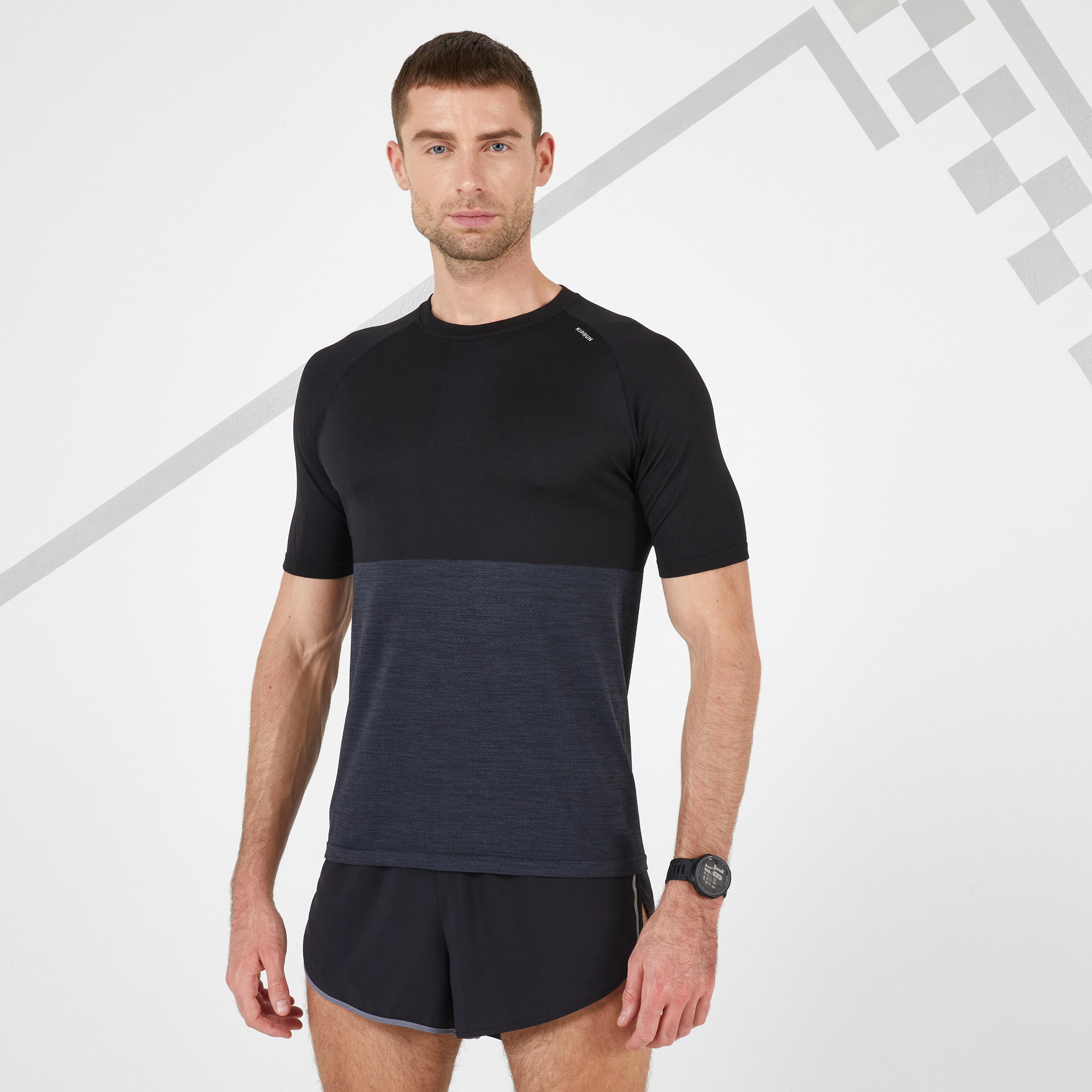 Kiprun Laufshirt kurzarm atmungsaktiv Kiprun Care Herren schwarz