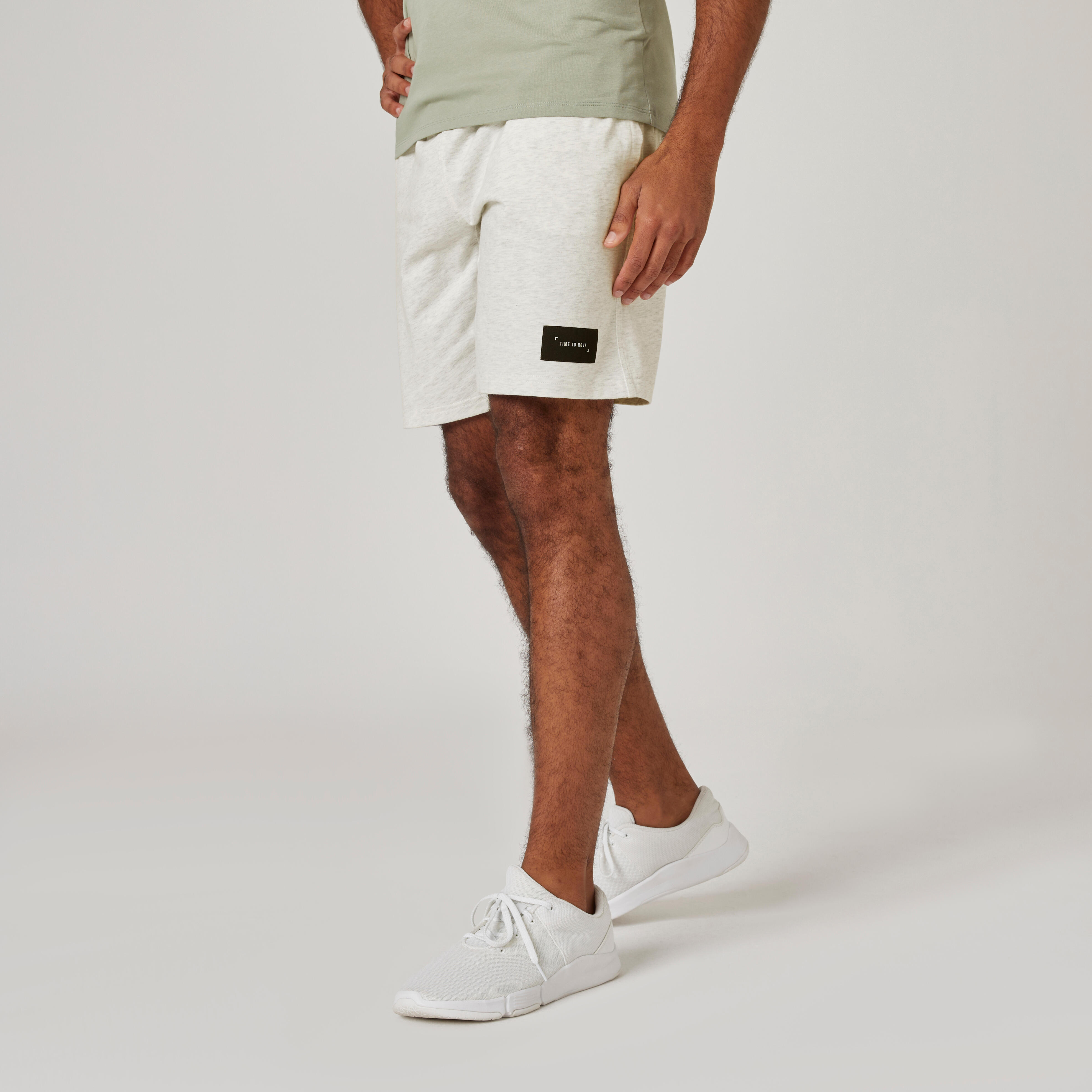 Domyos Shorts gerade Fitness Baumwolle mit Tasche Herren weiss