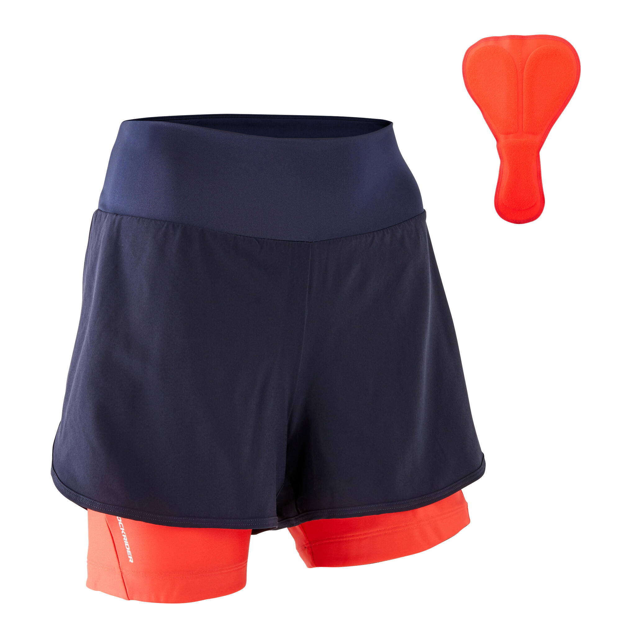 Rockrider Radhose kurz MTB ST 100 Damen blau/rosa
