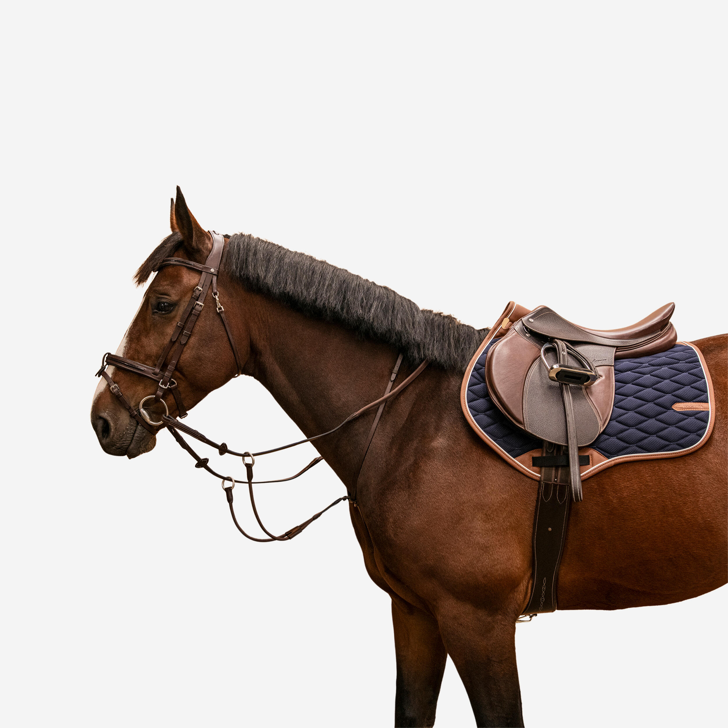Fouganza Martingal Pferd/Pony elastisch dunkelbraun