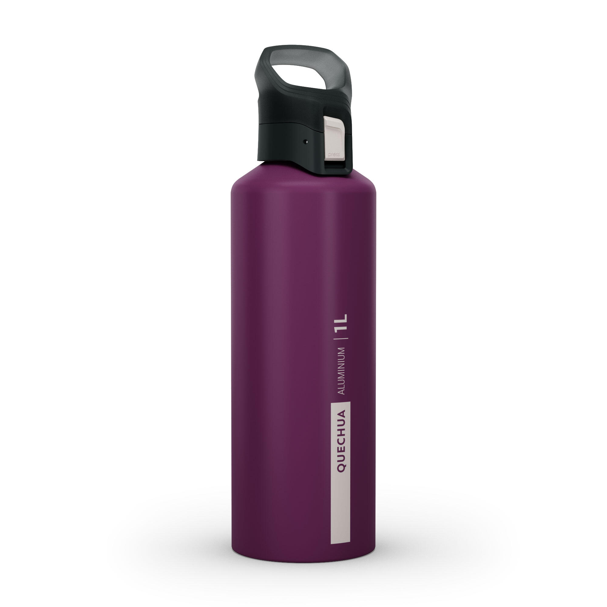 Quechua Trinkflasche Bergwandern MH500 mit Schnellverschluss Recycling-Aluminium 1L blau
