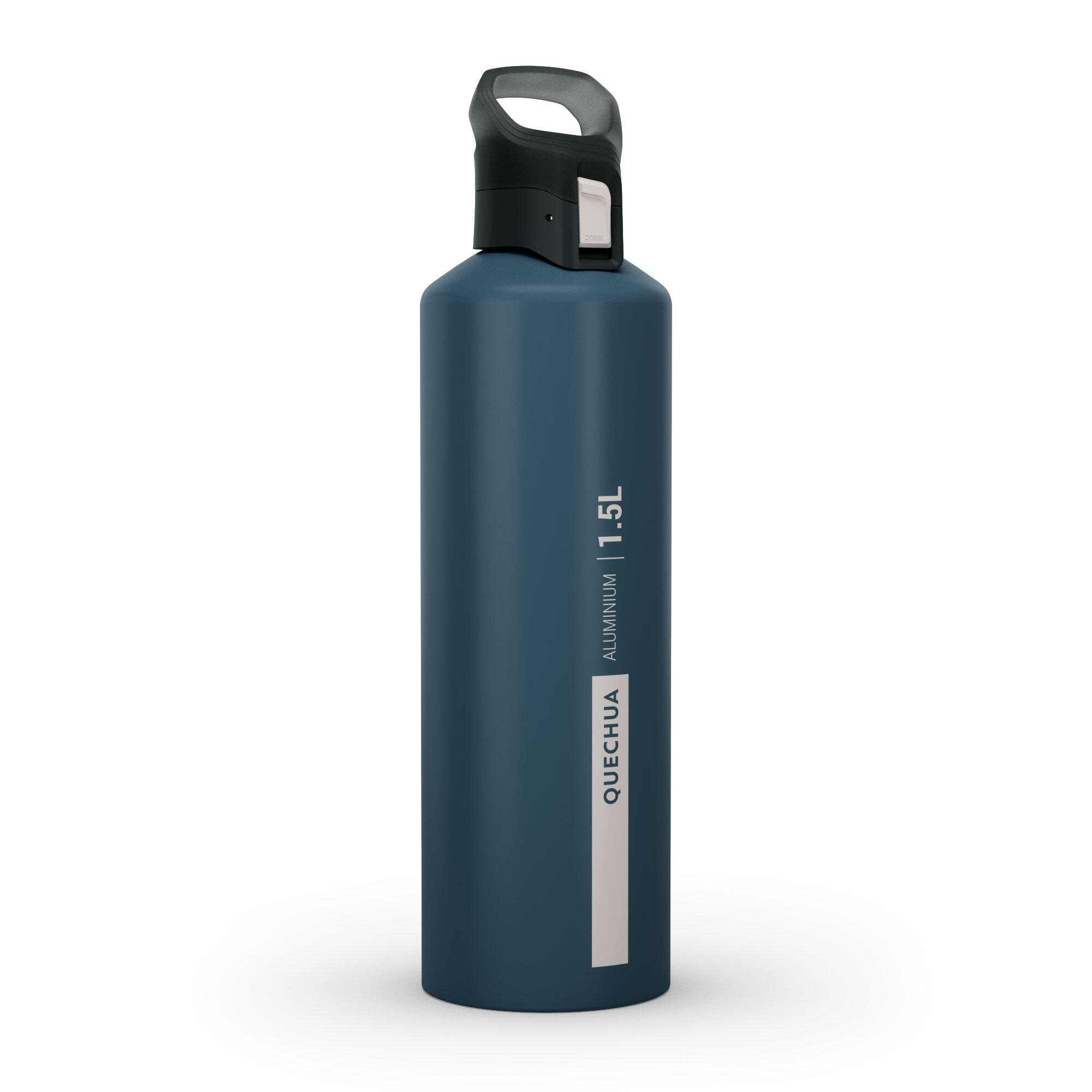 Quechua Trinkflasche Bergwandern MH500 Schnellverschluss Recycling-Aluminium 1,5 L blau