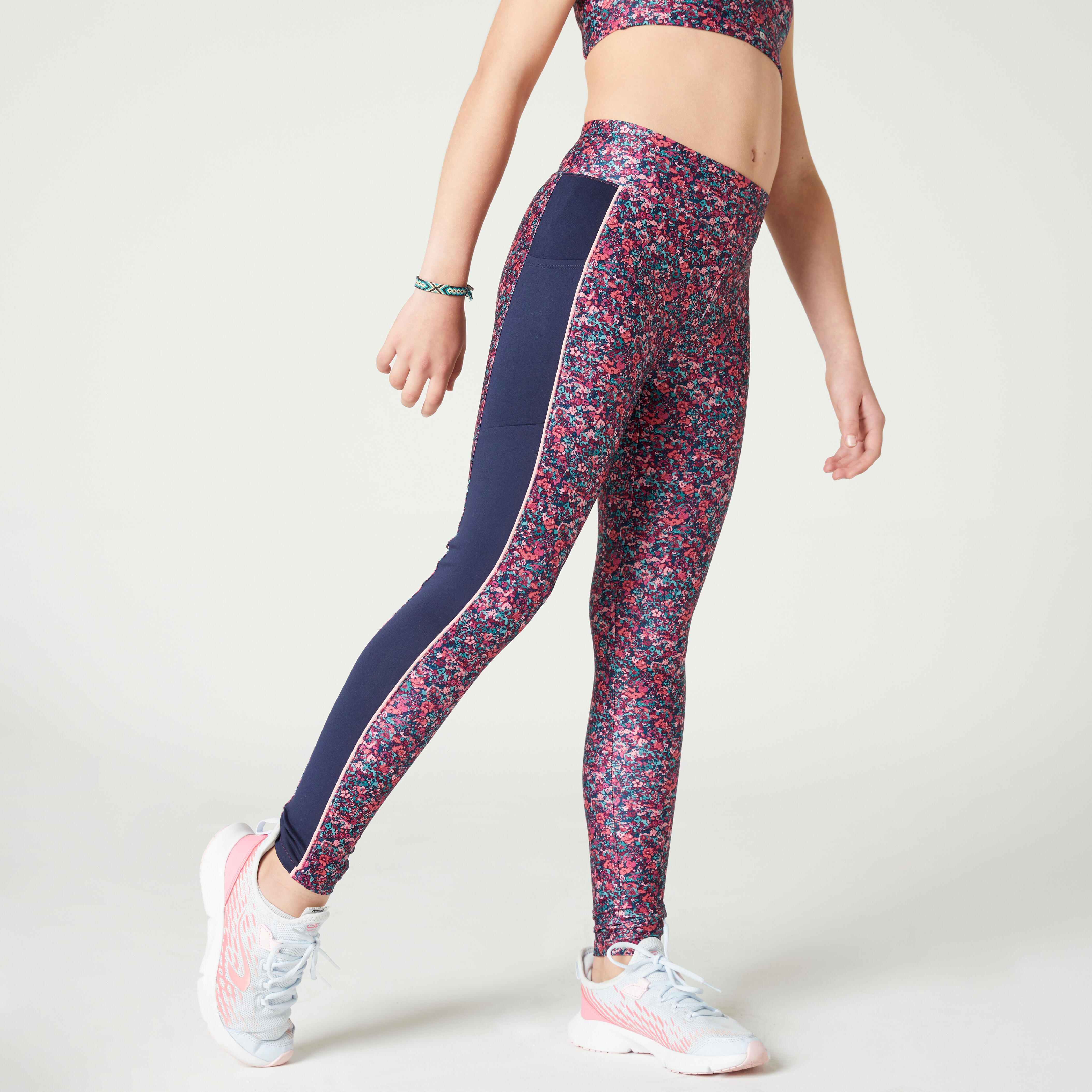 Domyos Leggings S500 atmungsaktiv Mädchen bordeaux