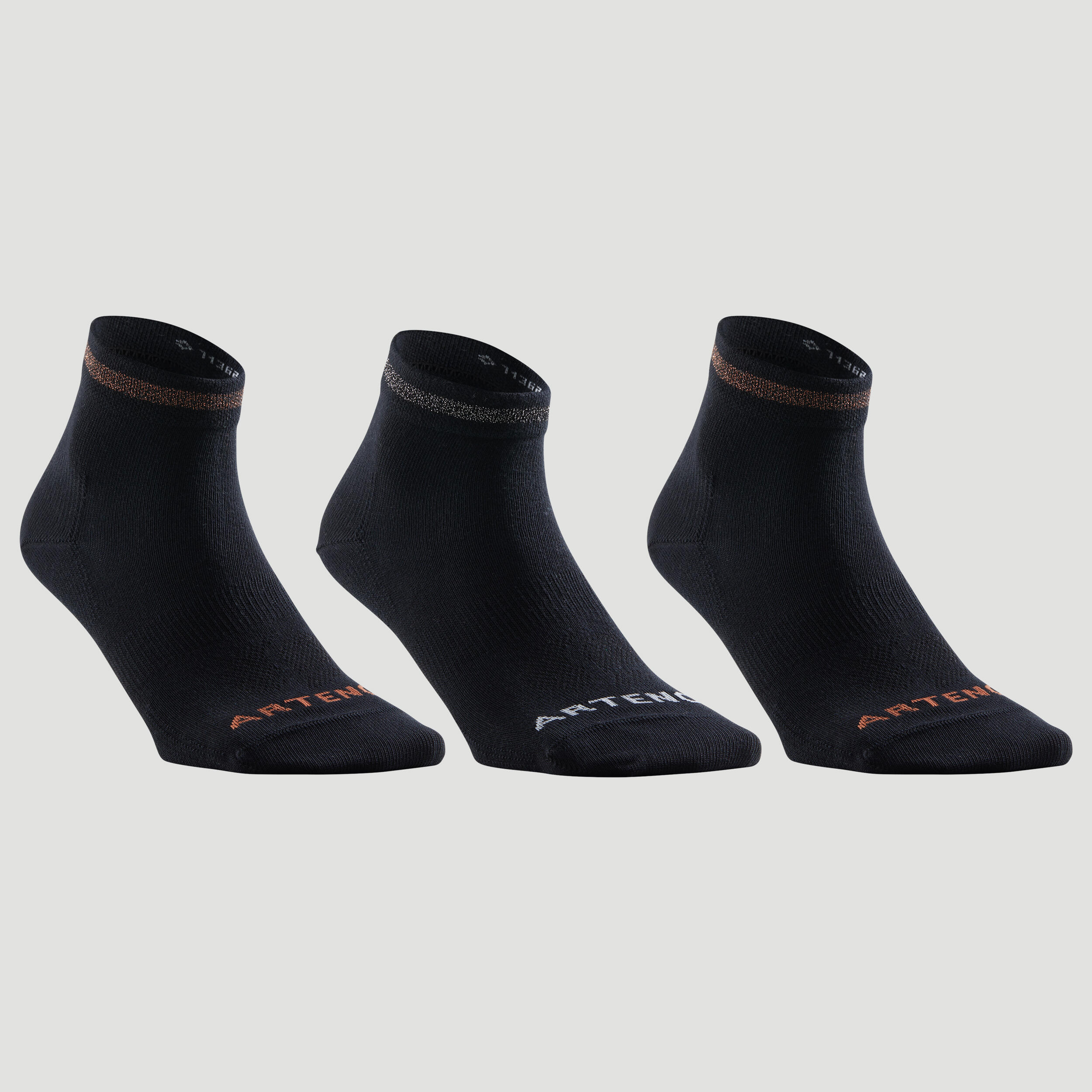 Artengo Tennissocken RS 160 Mid 3er-Pack schwarz/silber