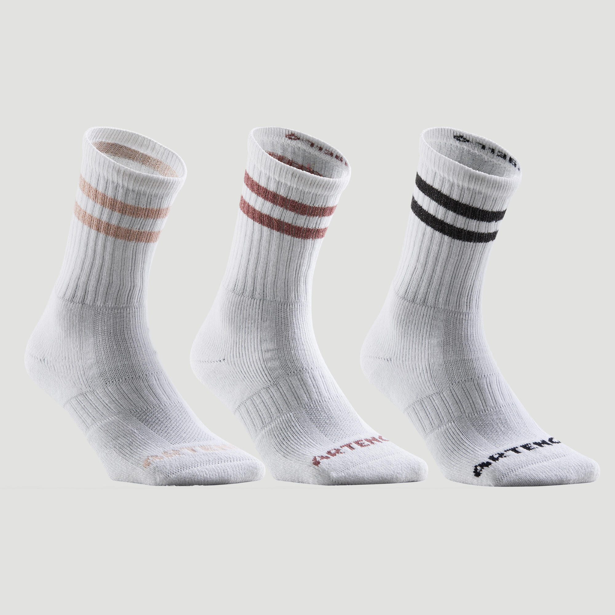 Artengo Tennissocken RS 500 High glänzend 3er-Pack weiss