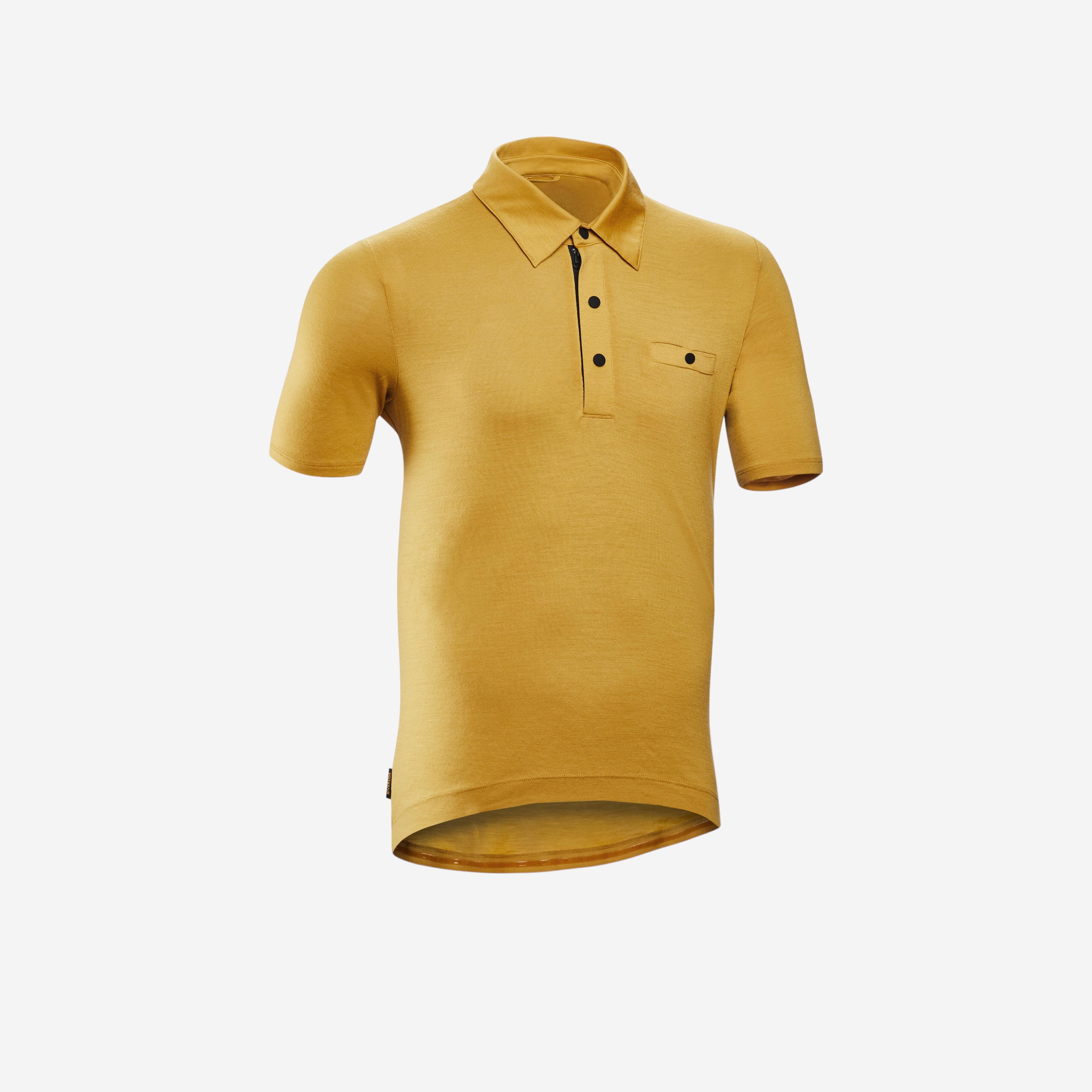 Triban Polohemd Merinowolle Fahrradtrikot Radfahren Gravel dunkelrot