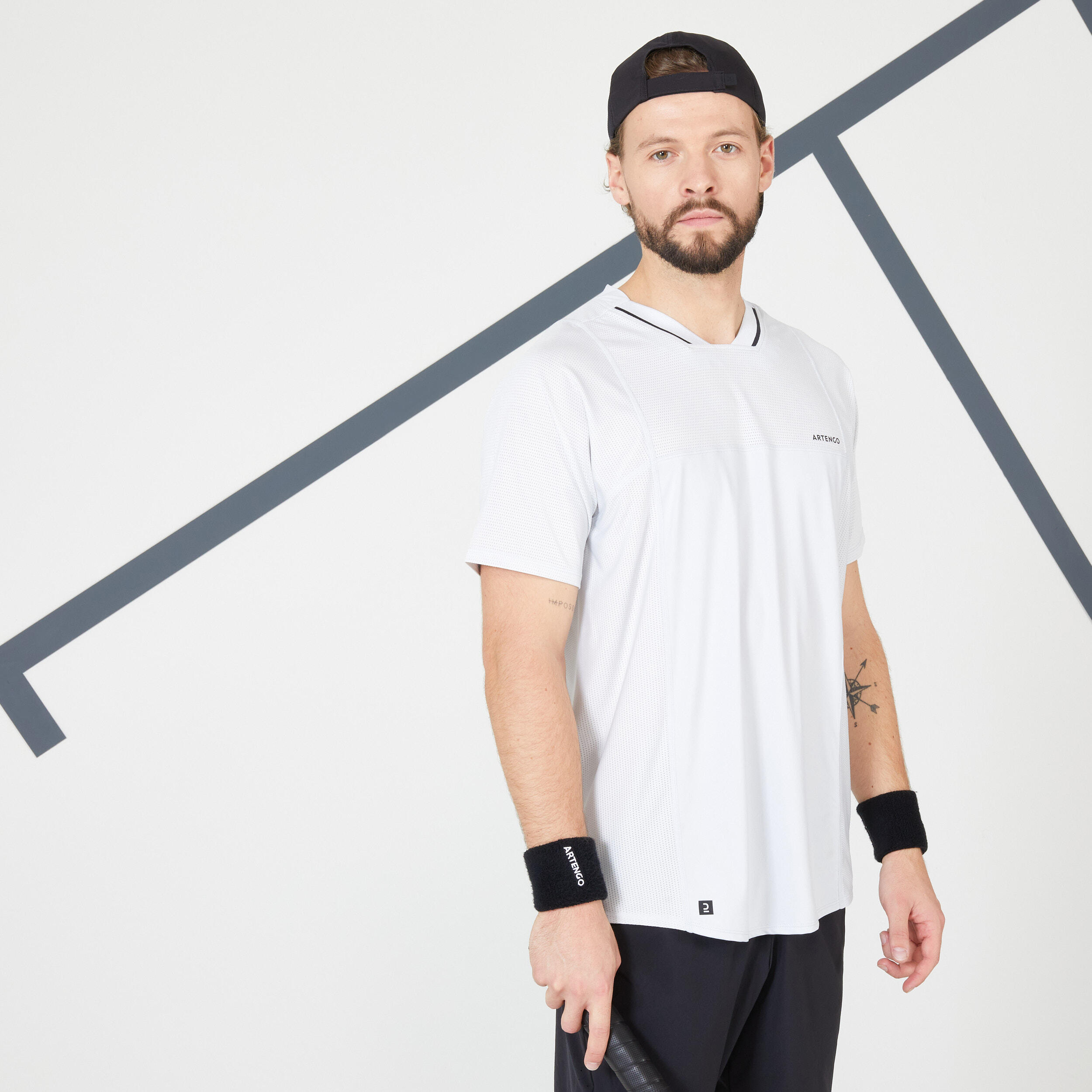 Artengo Tennis T-Shirt Herren TTS DRY schwarz/rot