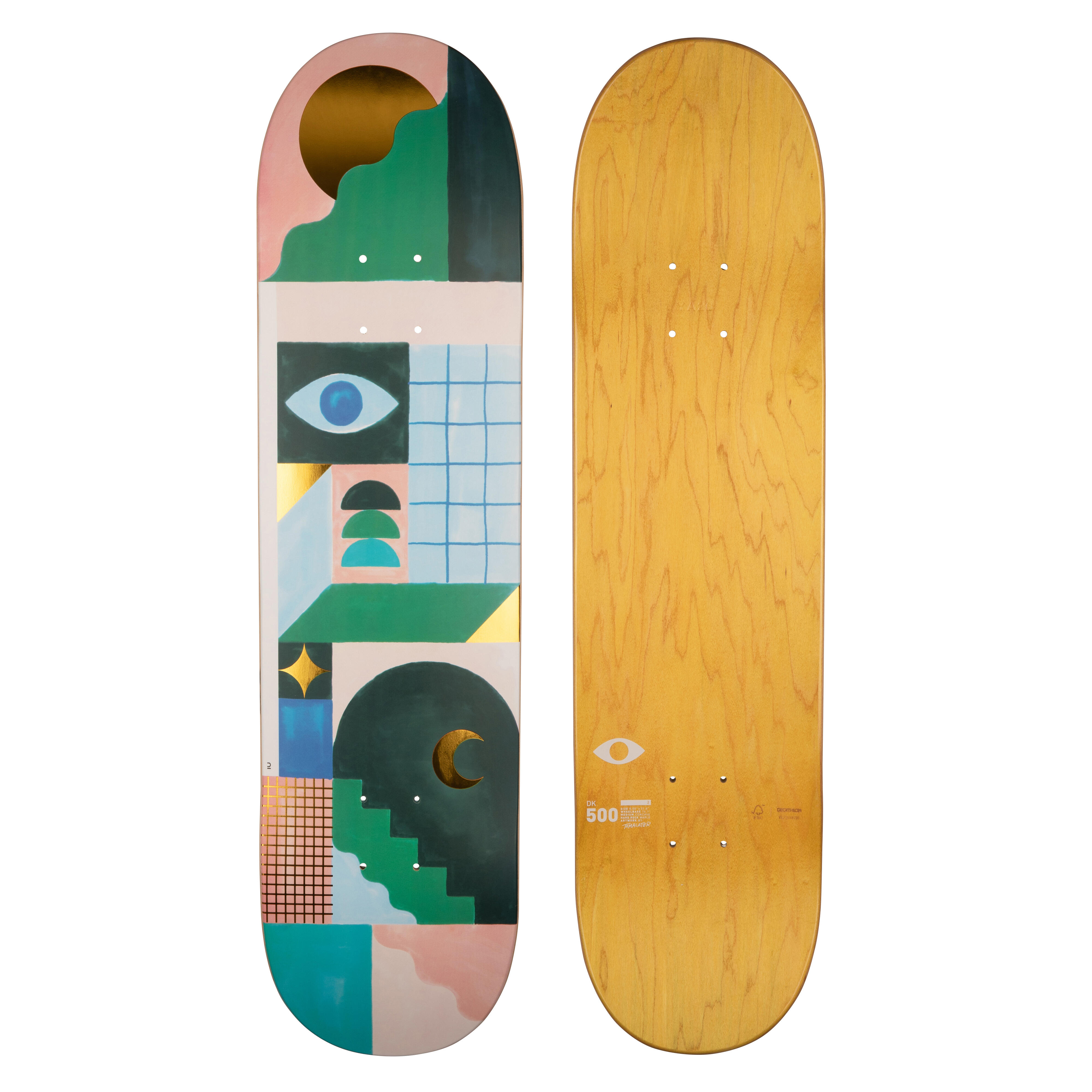 Oxelo Skateboard-Deck DK500 Ahorn Popsicle 8" Graphik von @Tomalater