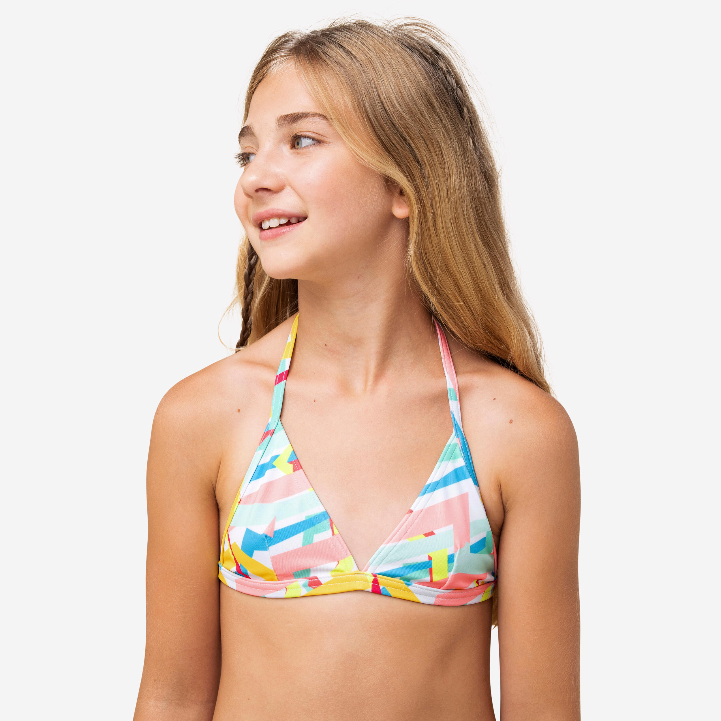 Olaian Bikini-Oberteil Triangel Tea 100 Surfen Mädchen weiss