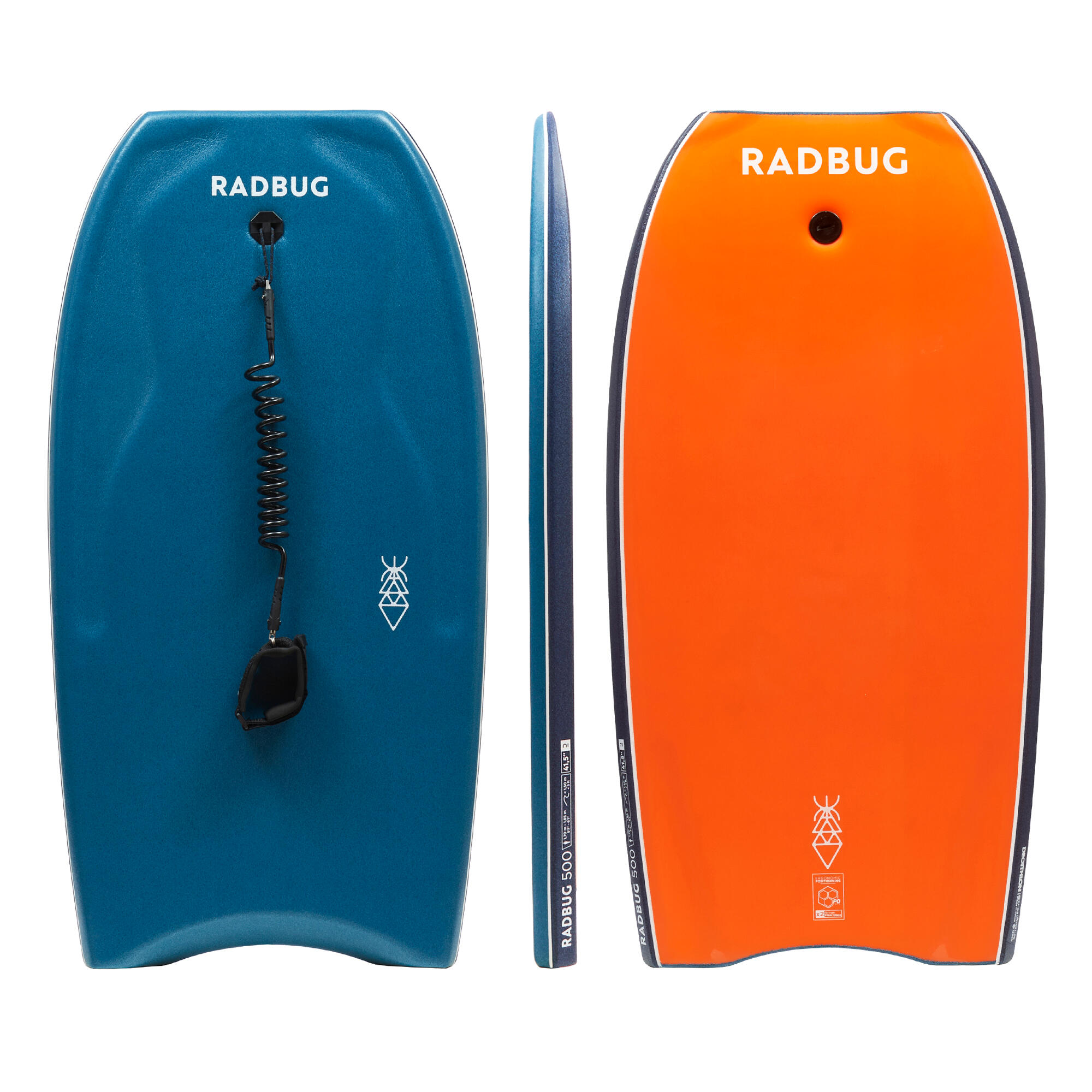 Radbug Bodyboard 500 mit Bizeps-Leash blau/orange