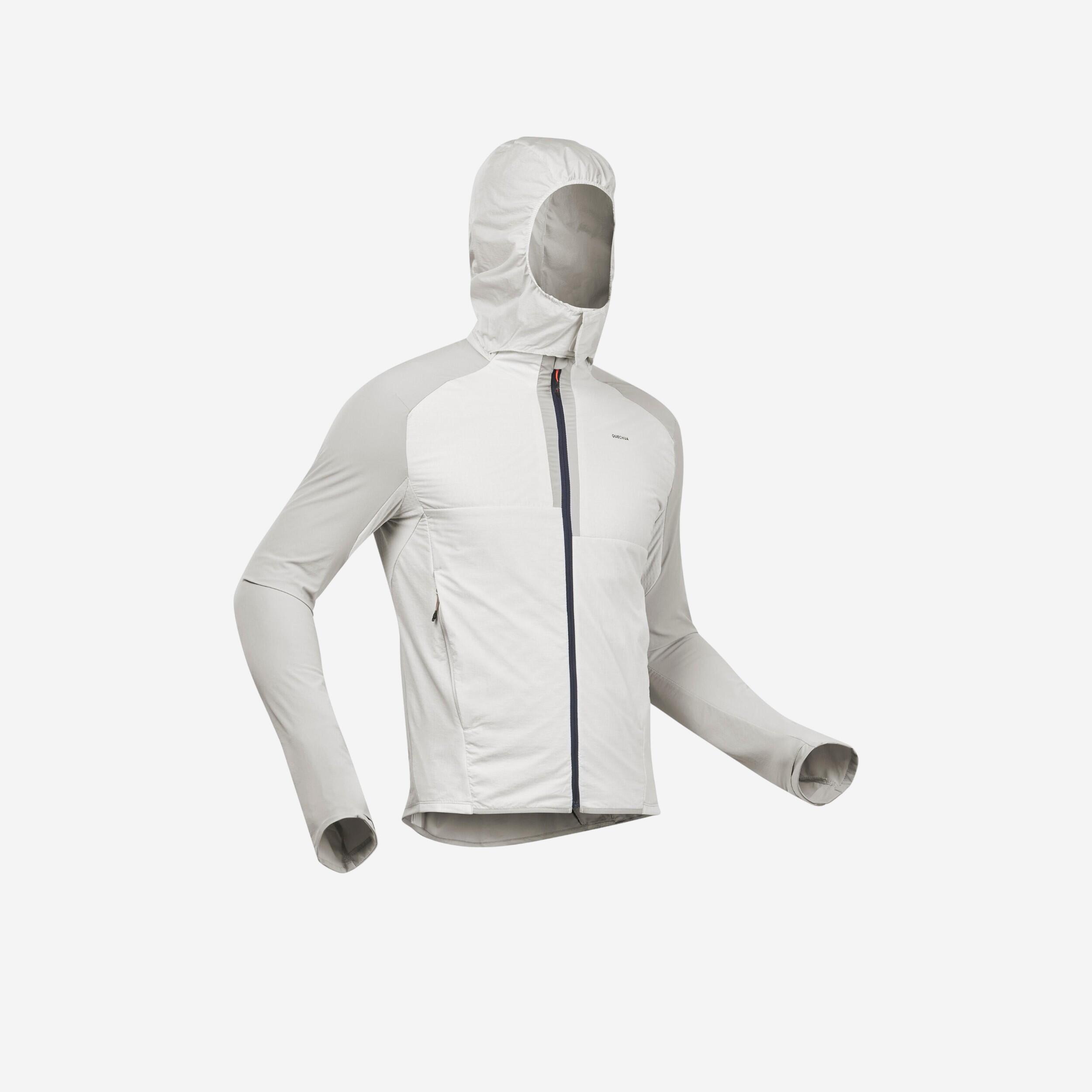 Quechua Wanderjacke Hybridjacke Speed Hiking FH 900 Warm Herren hellgrau