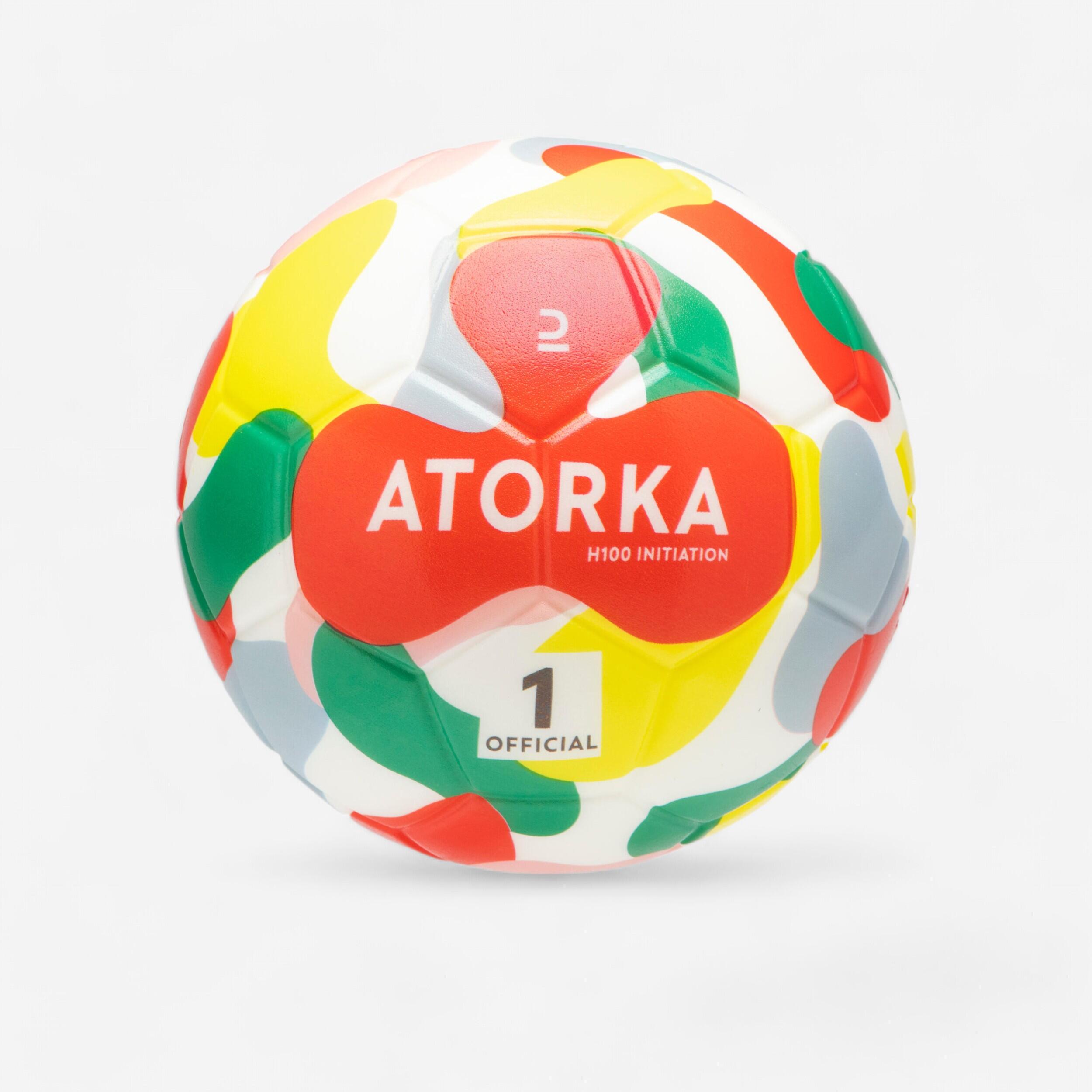 Atorka Handball H100 Größe 1 Einsteiger Kinder rot/gelb/grün