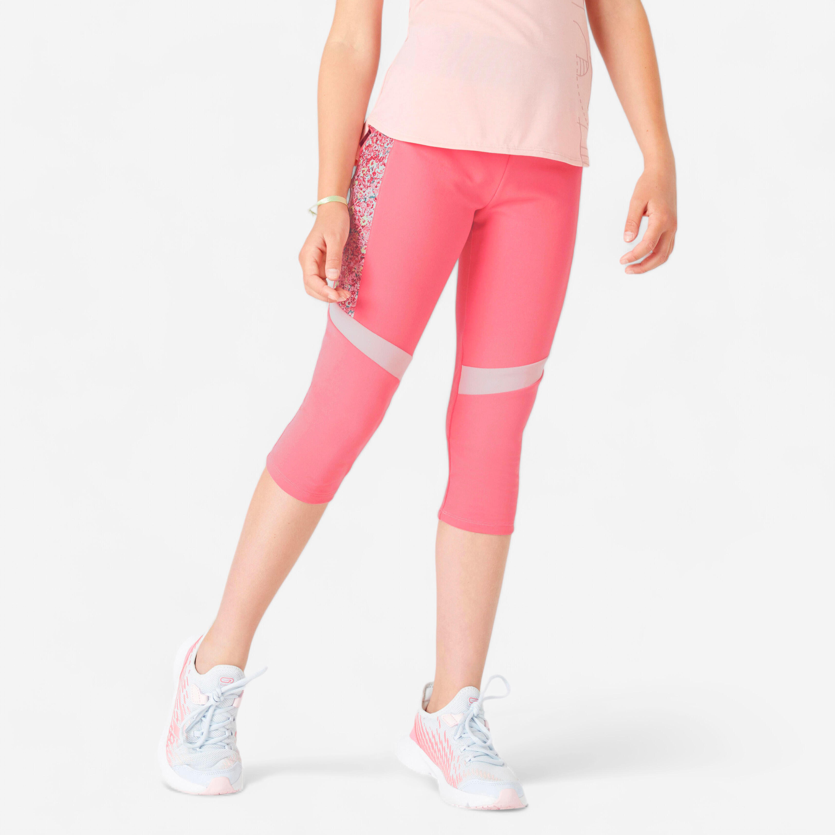 Domyos 3/4-Leggings S500 atmungsaktiv Mädchen rosa