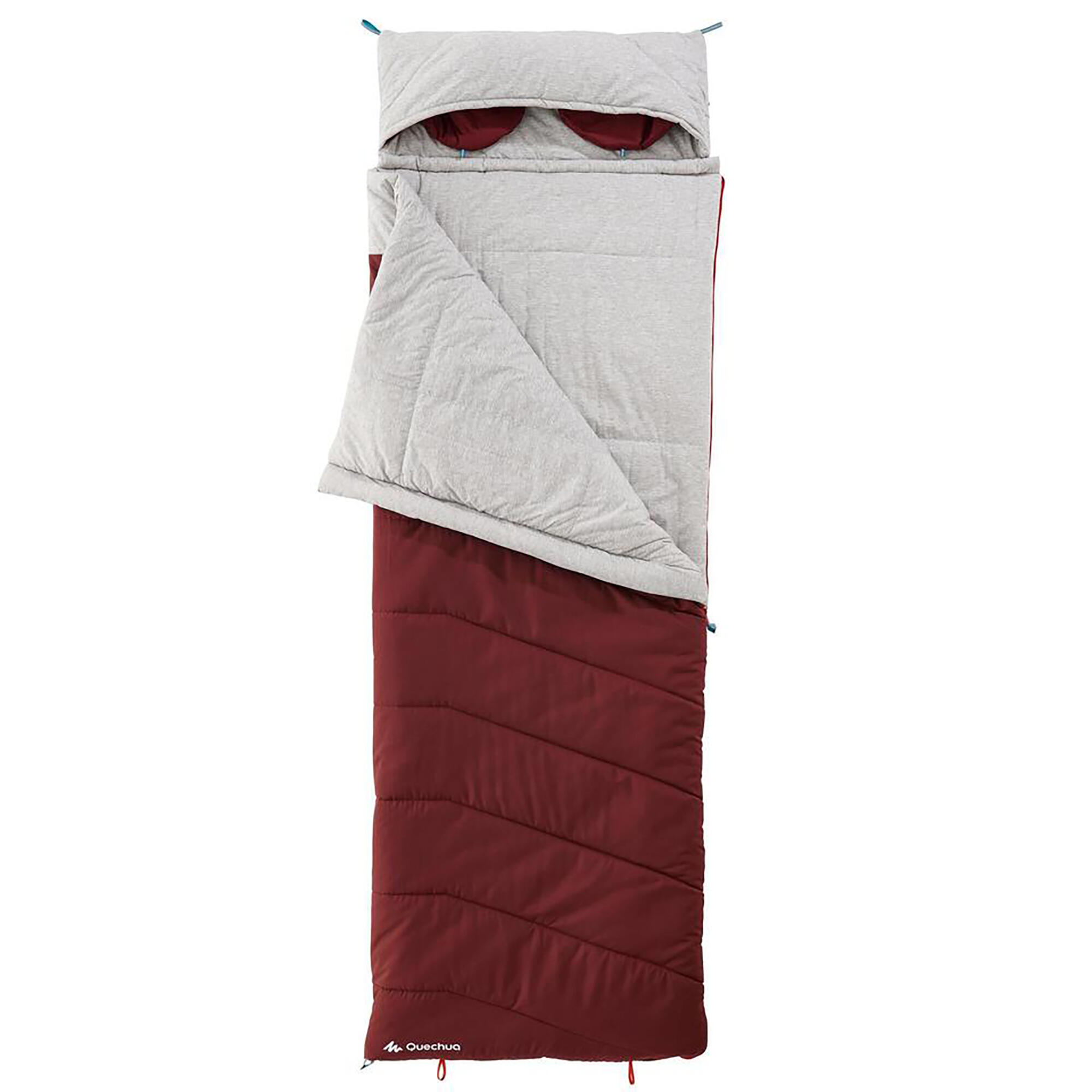 Quechua Schlafsack Camping Arpenaz 0°C Baumwolle rot