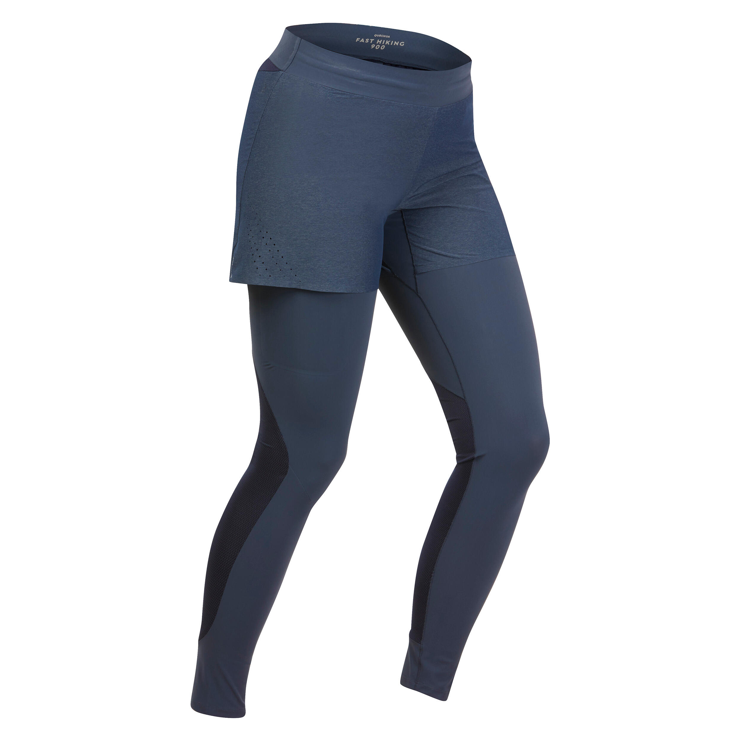 Quechua Leggings mit Shorts Speed Hiking Wandern FH900 ultraleicht Damen blau